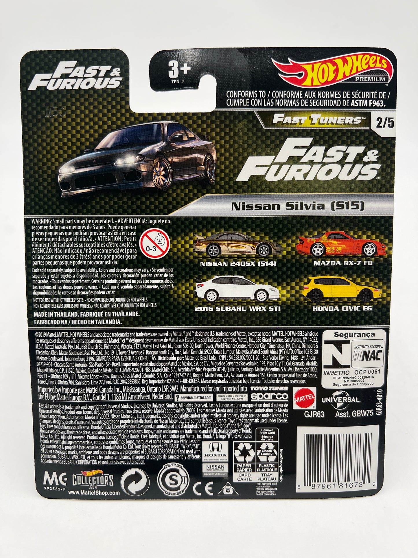 Hot Wheels Fast & Furious Fast Tuners #2 Nissan Silvia S15 Gray W/Protector