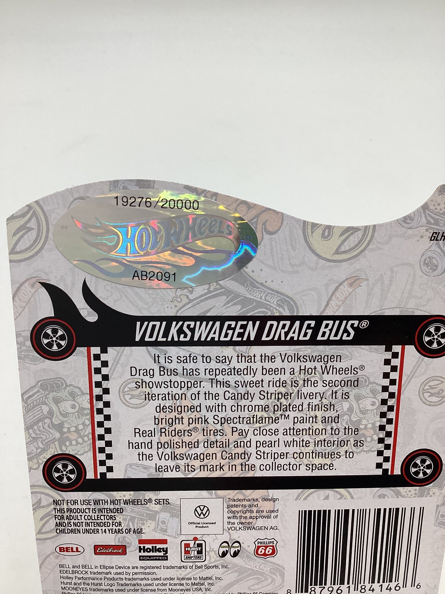 Hot wheels Redline club Volkswagen Drag Bus Candy Striper Silver Emblem 19276/20000 with protector