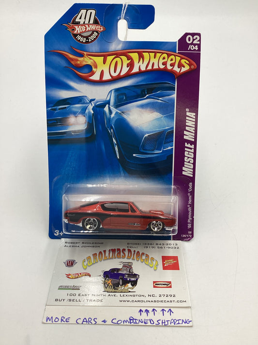 2008 Hot Wheels HW Team: Muscle Mania #134 68 Plymouth Hemi Cuda Orange International Card 55H