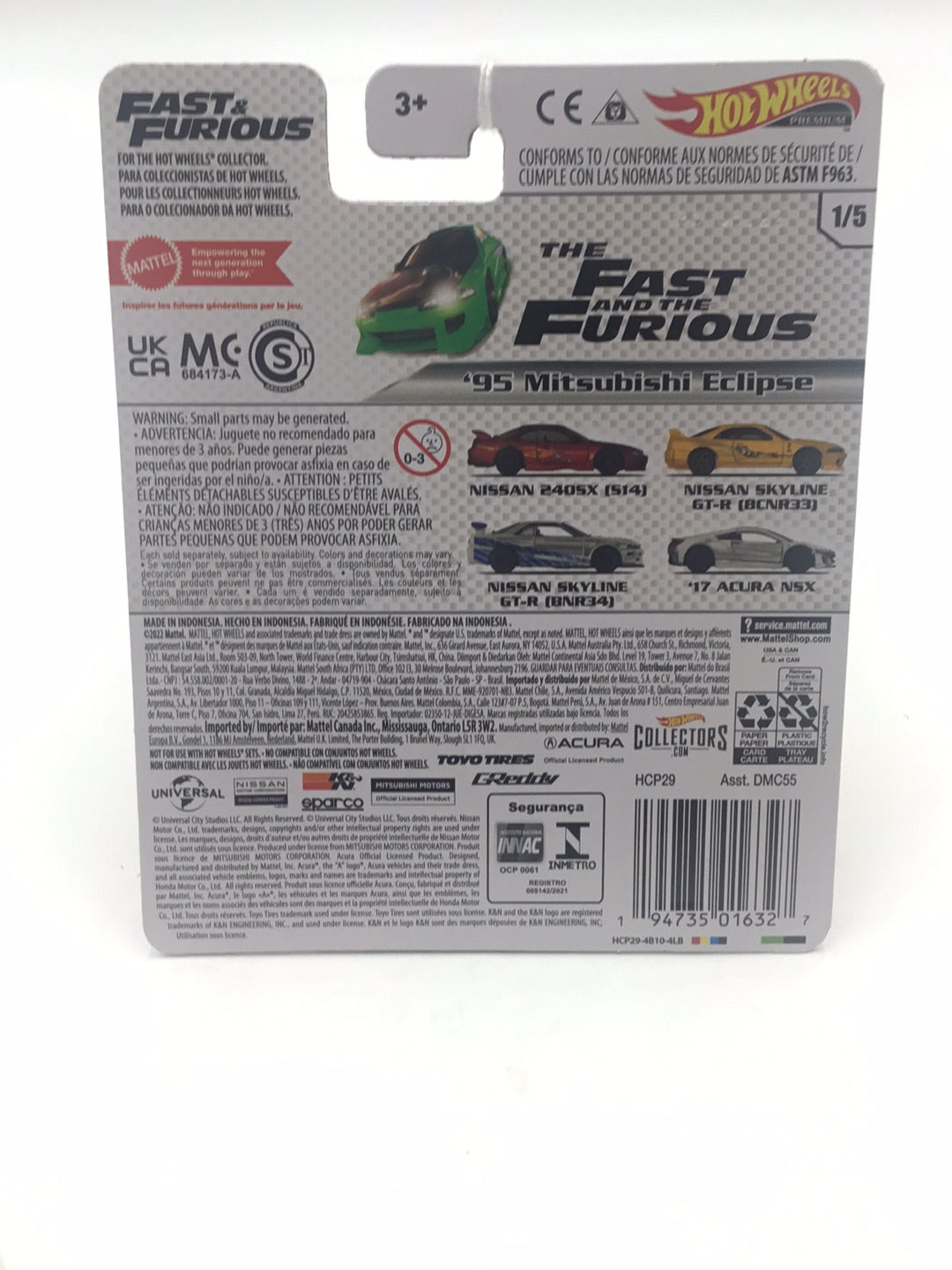 Hot wheels fast and furious #1 95 Misubishi Eclipse 1/5 G2