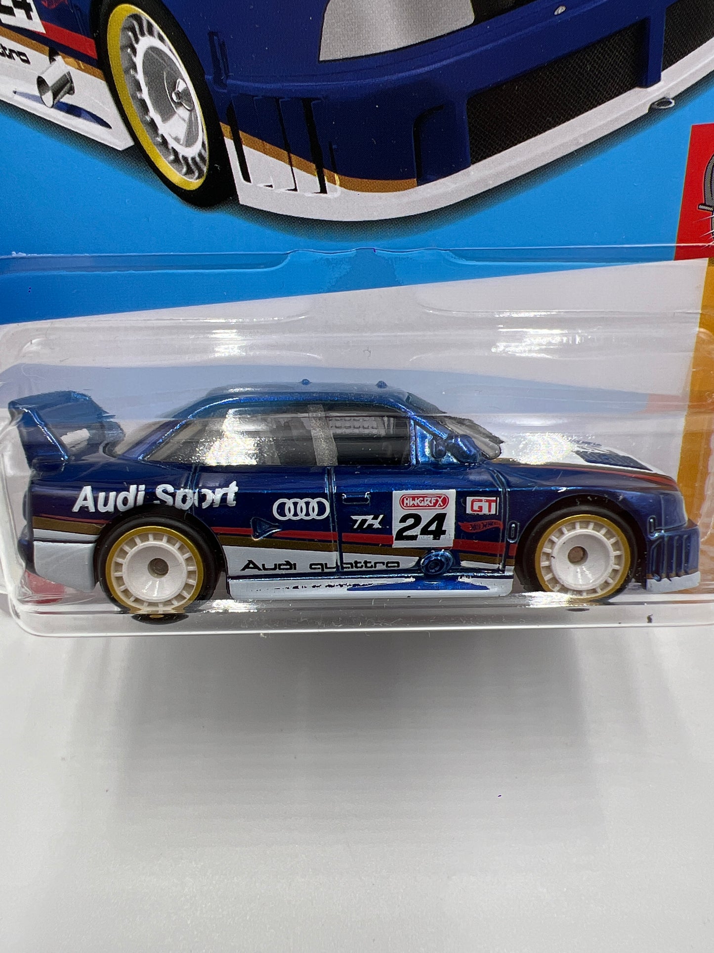 2024 Hot Wheels Turbo #144 Super Treasure Hunt Audi 90 Quattro Blue W/Protector