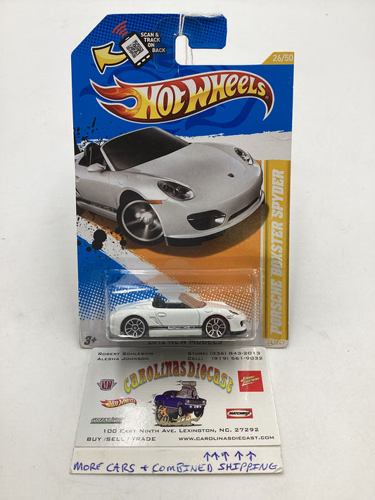 2012 Hot Wheels New Models #26 Porsche Boxster Spyder White “Bad Card”