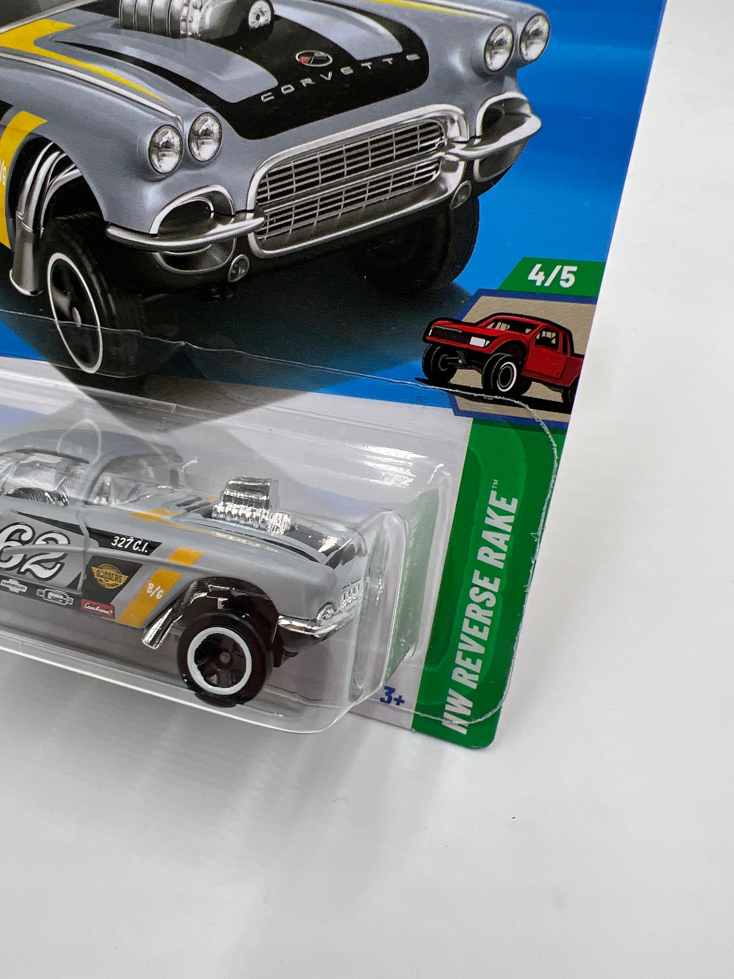 2025 Hot Wheels J Case HW Reverse Rake #182 62 Corvette Gasser Gray 8D