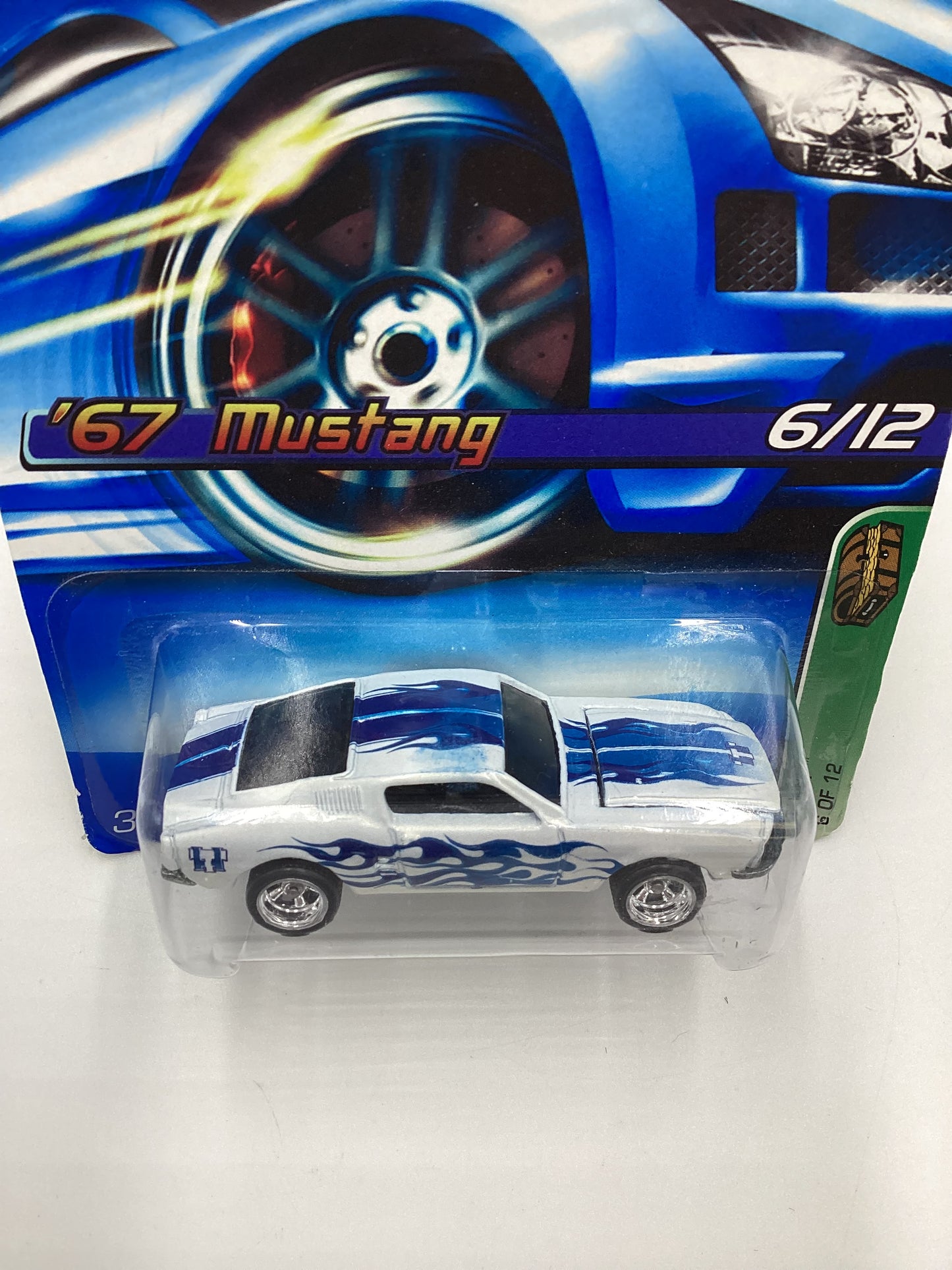 2006 Hot Wheels #044 Treasure Hunt 6/12 67 Mustang White W/protector * Bad Card*