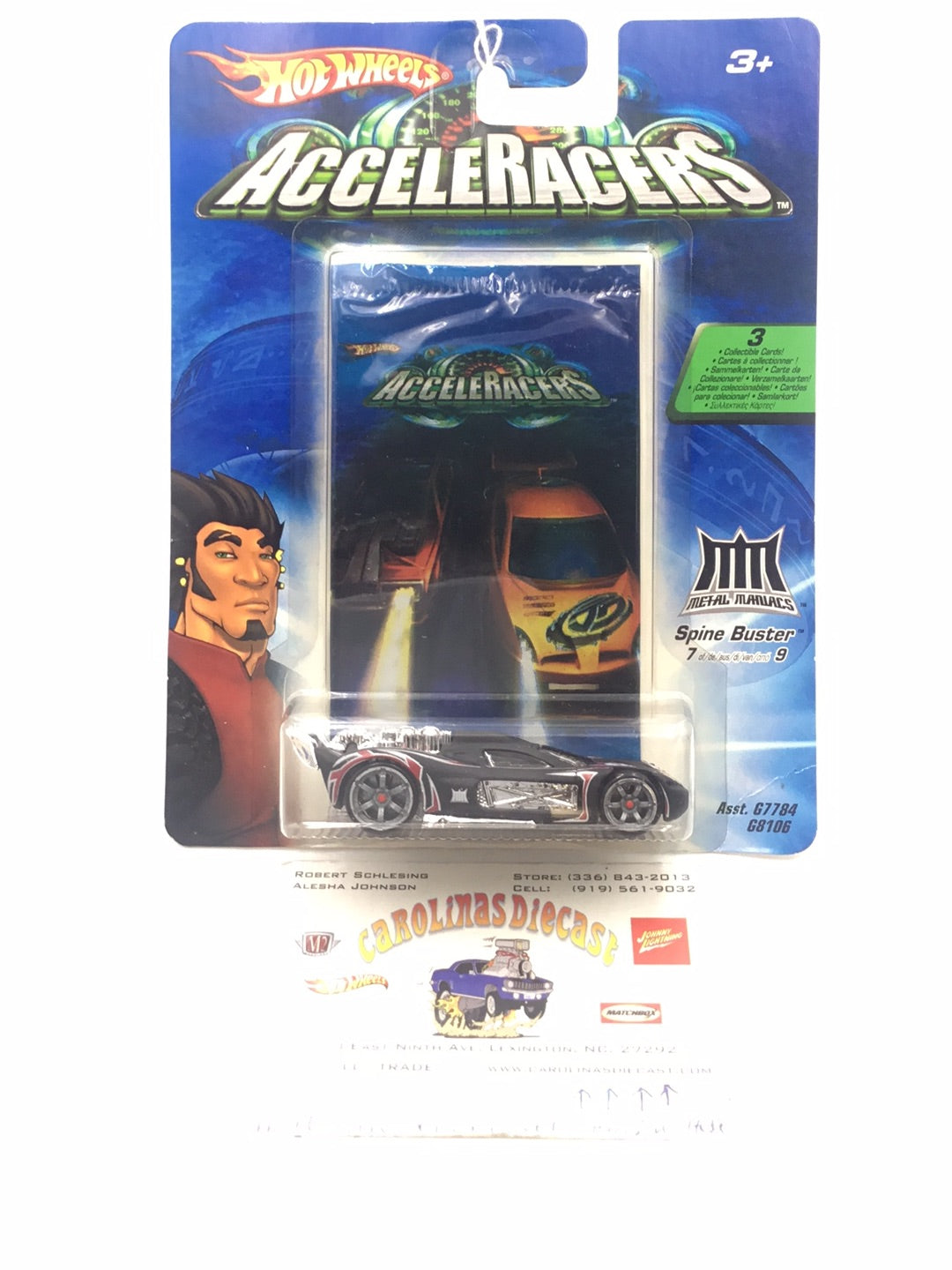 Hot wheels Acceleracers Metal Maniacs Spine Buster 7 of 9 CM6 Wheels (Bad card)