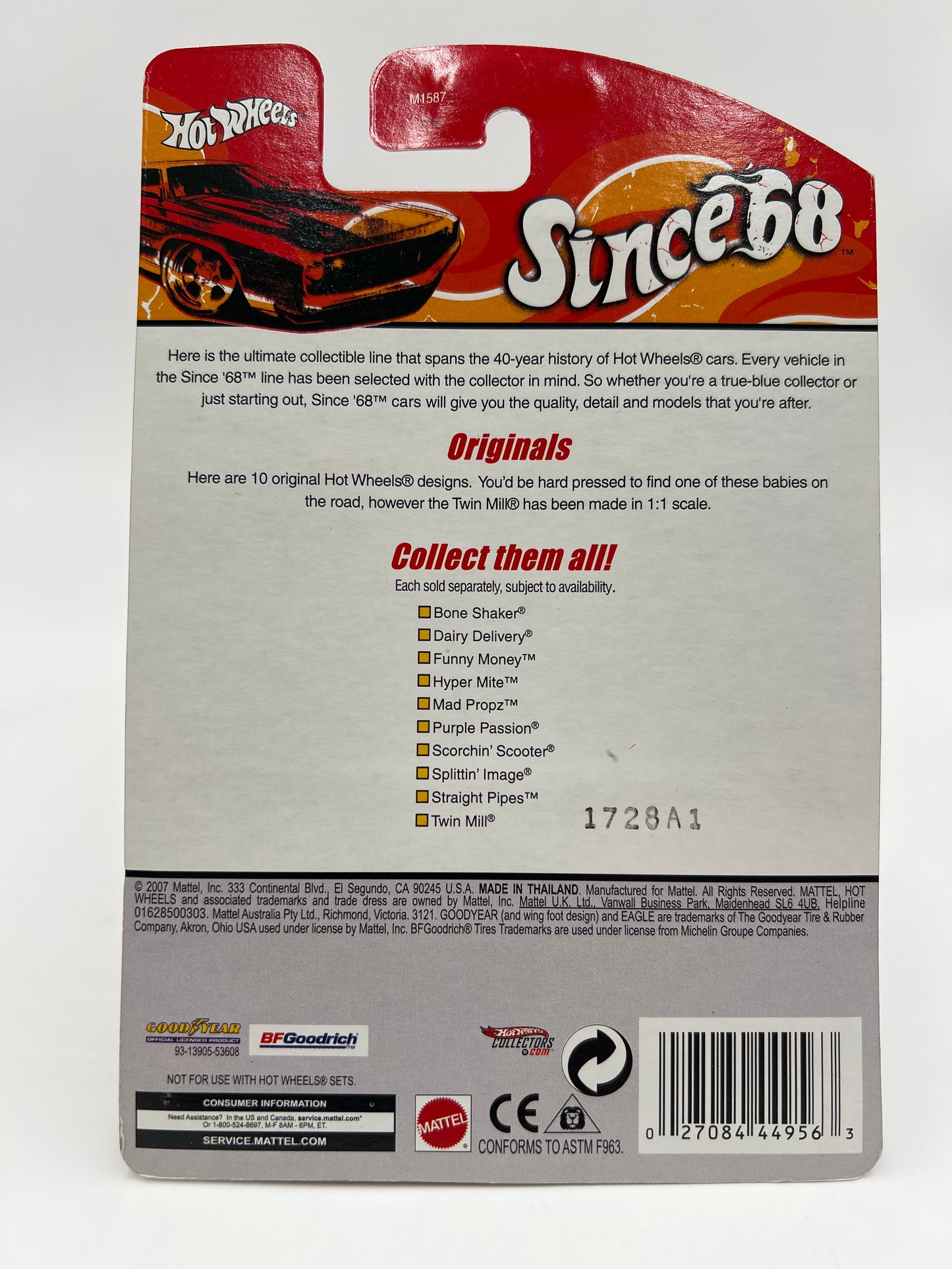Hot Wheels Since 68 Originals #1 Dairy Delivery Silver W/Protector VHTF