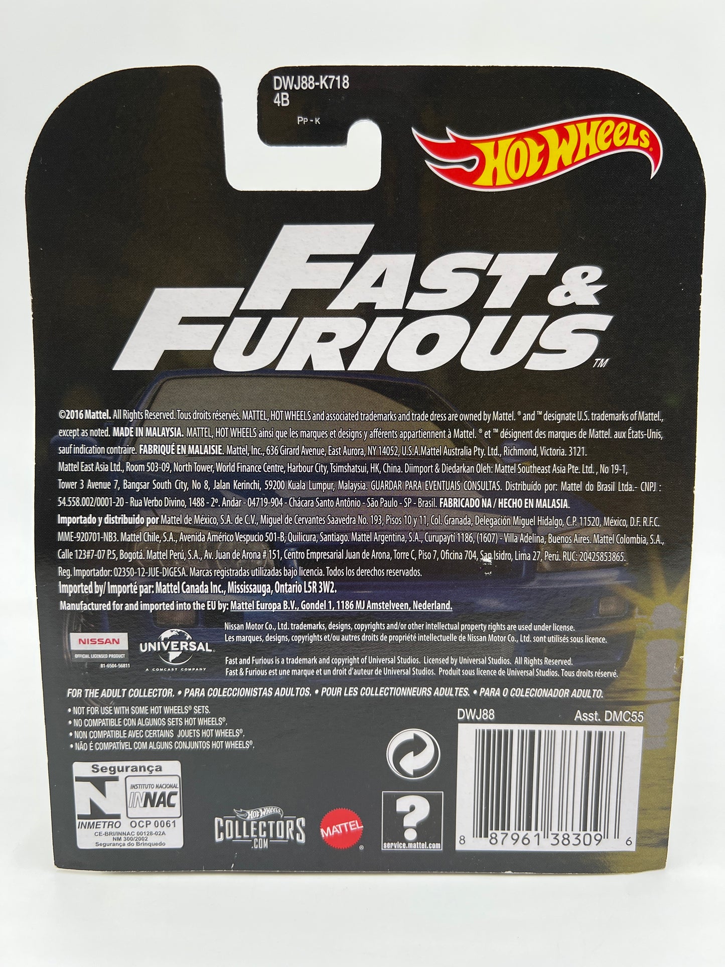 Hot Wheels Retro Entertainment Fast & Furious Nissan Skyline GT-R R34 Blue W/Protector