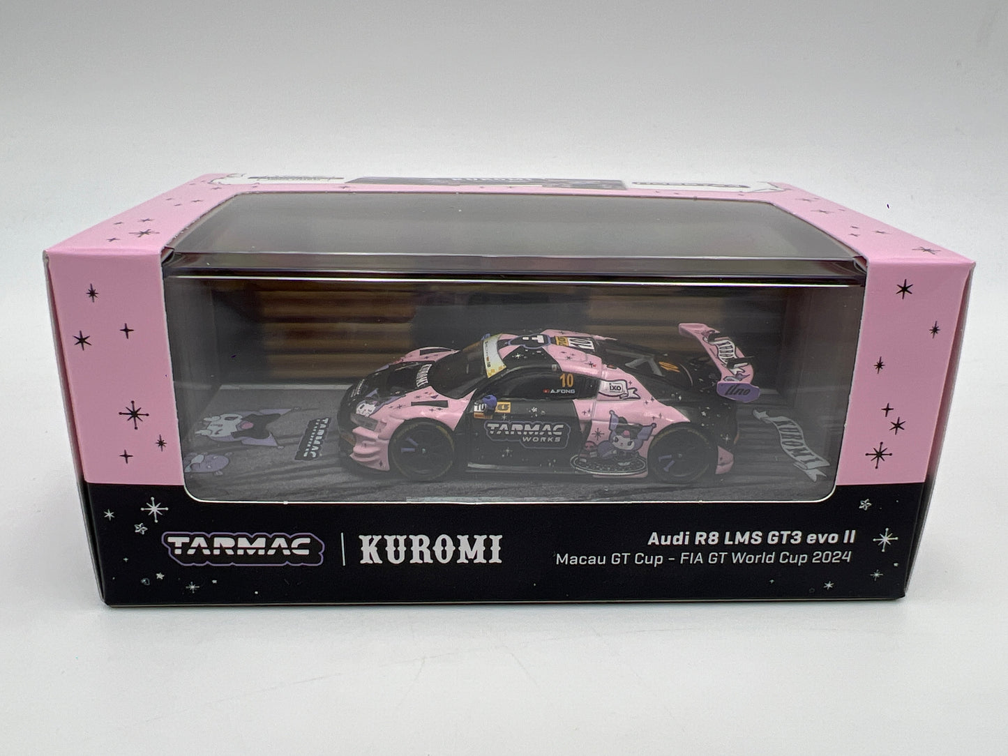 Tarmac Works x Kuromi Audi R8 LMS GT3 EVO II Macau 2024 GT Cup W/Trading Cards & Poster
