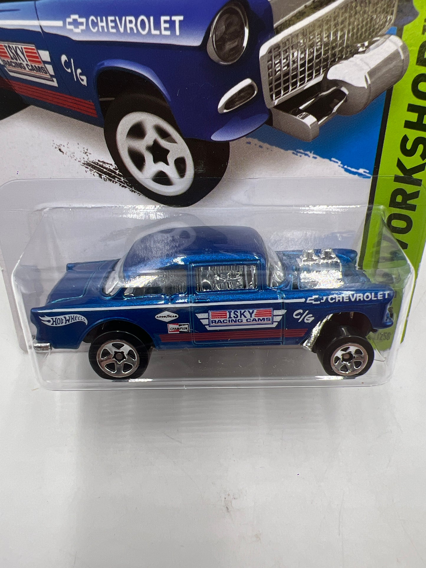 2014 Hot Wheels Workshop #241 55 Chevy Bel Air Gasser Blue *Bad Card* 9H