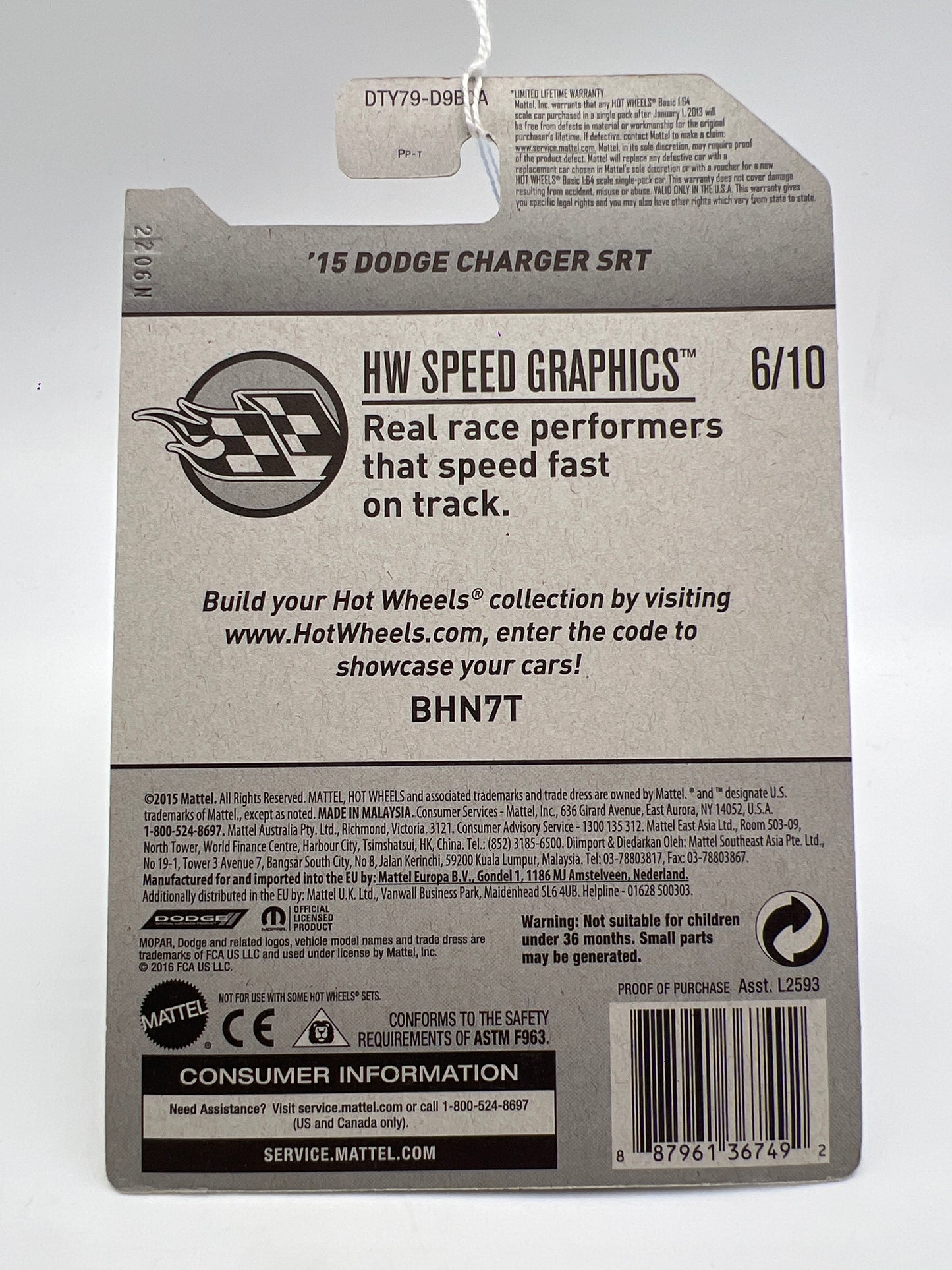 2017 Hot Wheels Speed Graphics #9 15 Dodge Charger SRT Blue 56E
