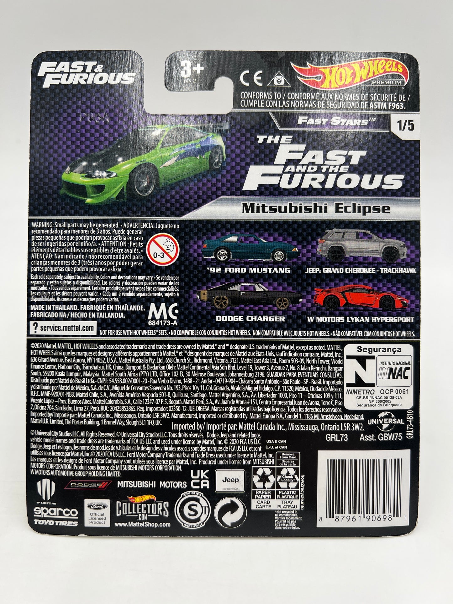 Hot Wheels Premium Fast & Furious Fast Stars #1 Mitsubishi Eclipse Green W/Protector