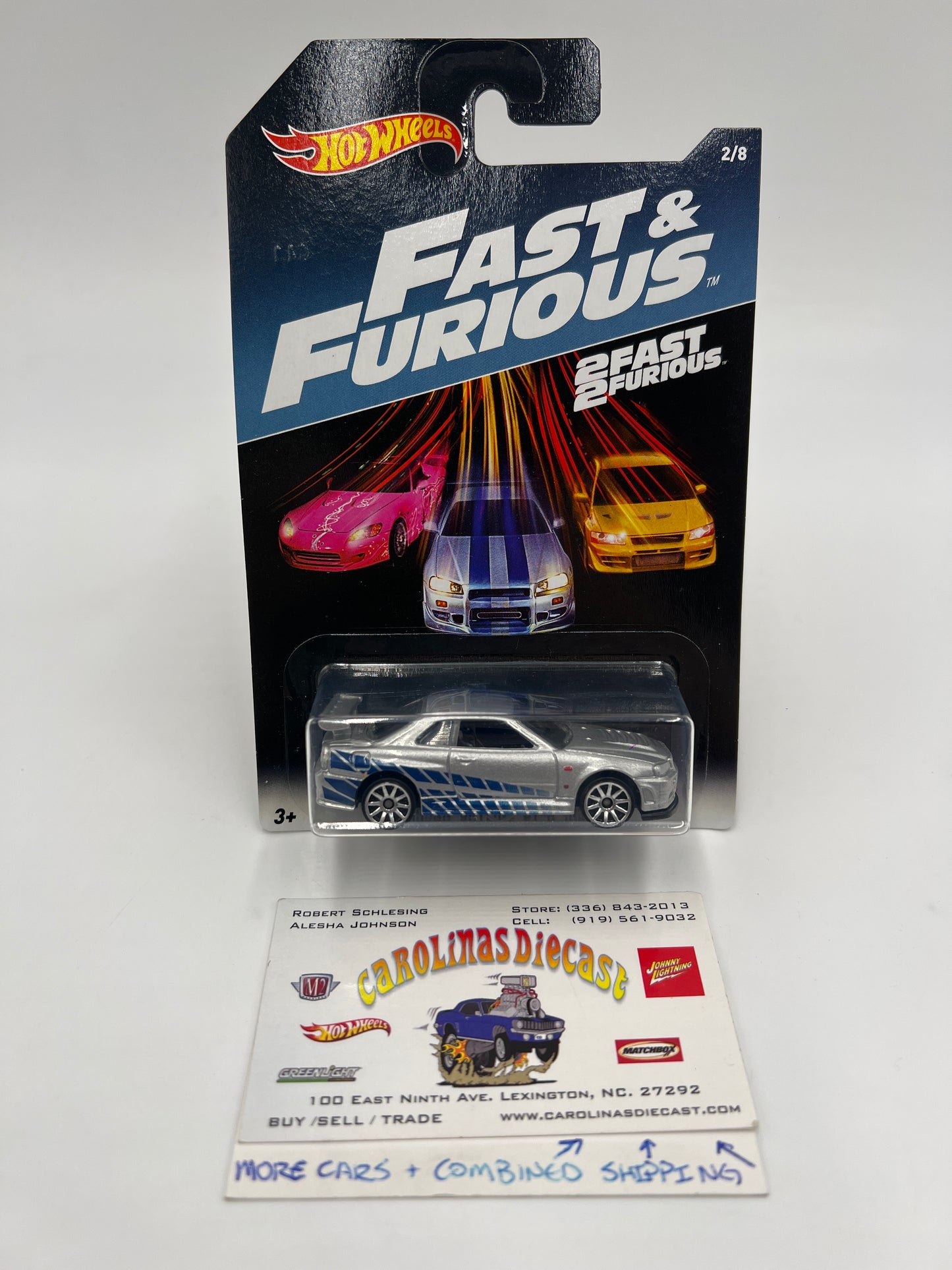 2016 Hot Wheels Fast & Furious #2 Nissan Skyline GT-R R34 Silver W/Protector