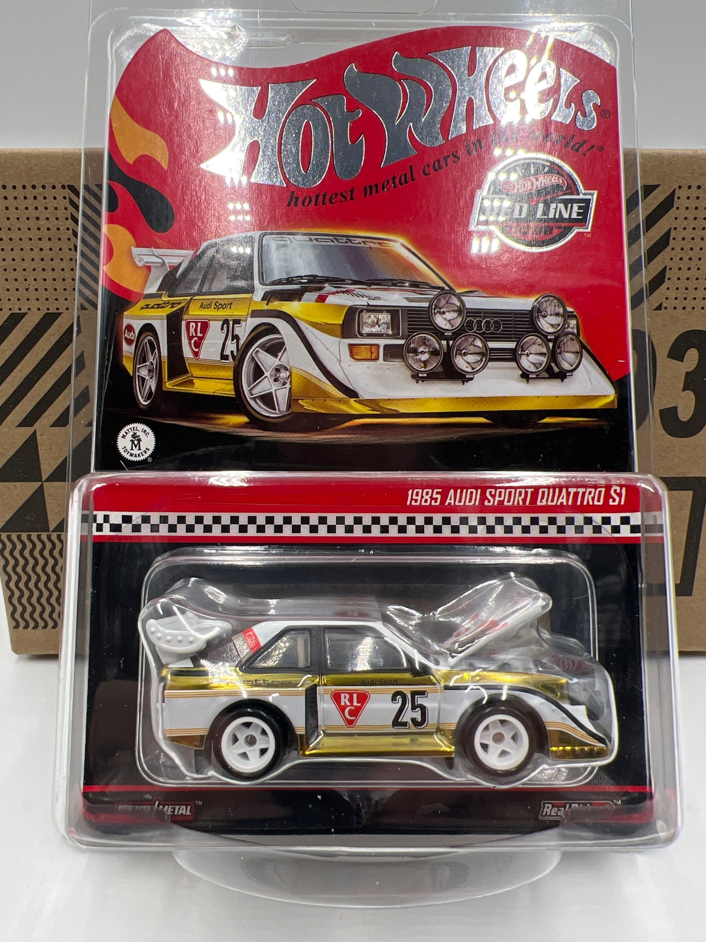 2025 Hot Wheels RLC 1985 Audi Sport Quattro S1 White/Gold W/Protector and Box