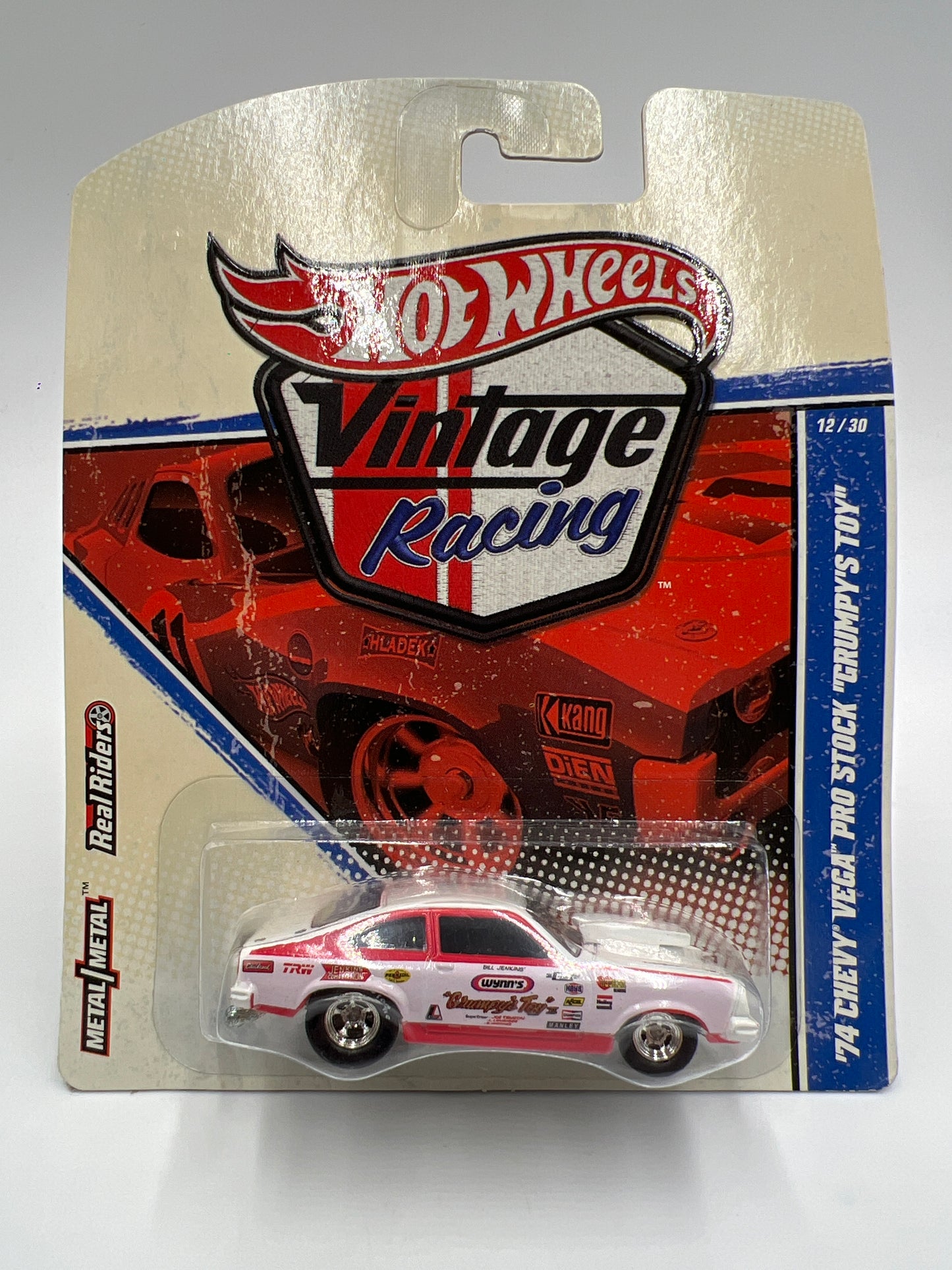 Hot Wheels Premium Vintage Racing #12 74 Chevy Vega Pro Stock Grumpys Toy Red/White W/Protector #1