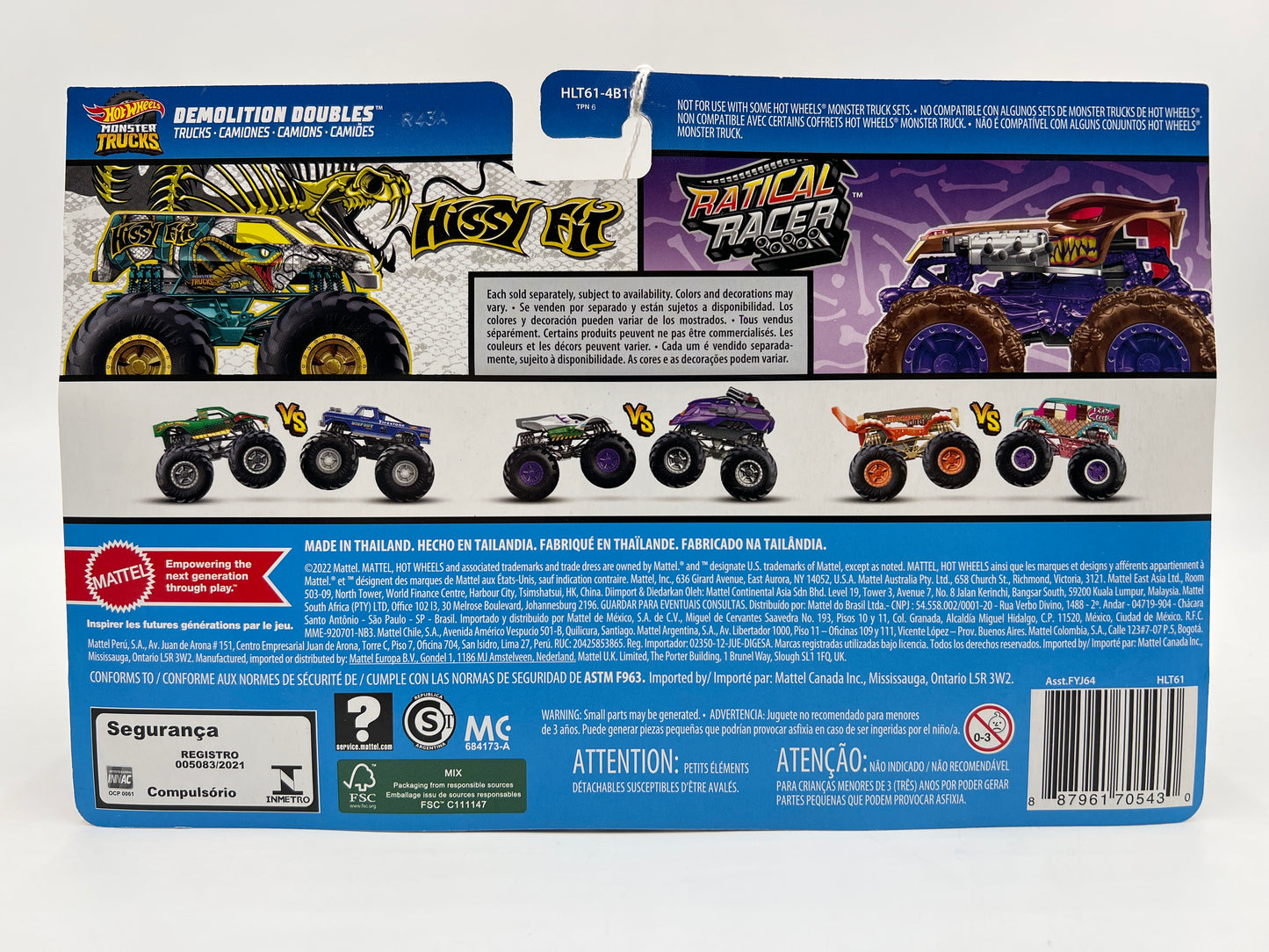 Hot Wheels Monster Trucks Demolition Doubles Hissy Fit Vs Ratical Racer