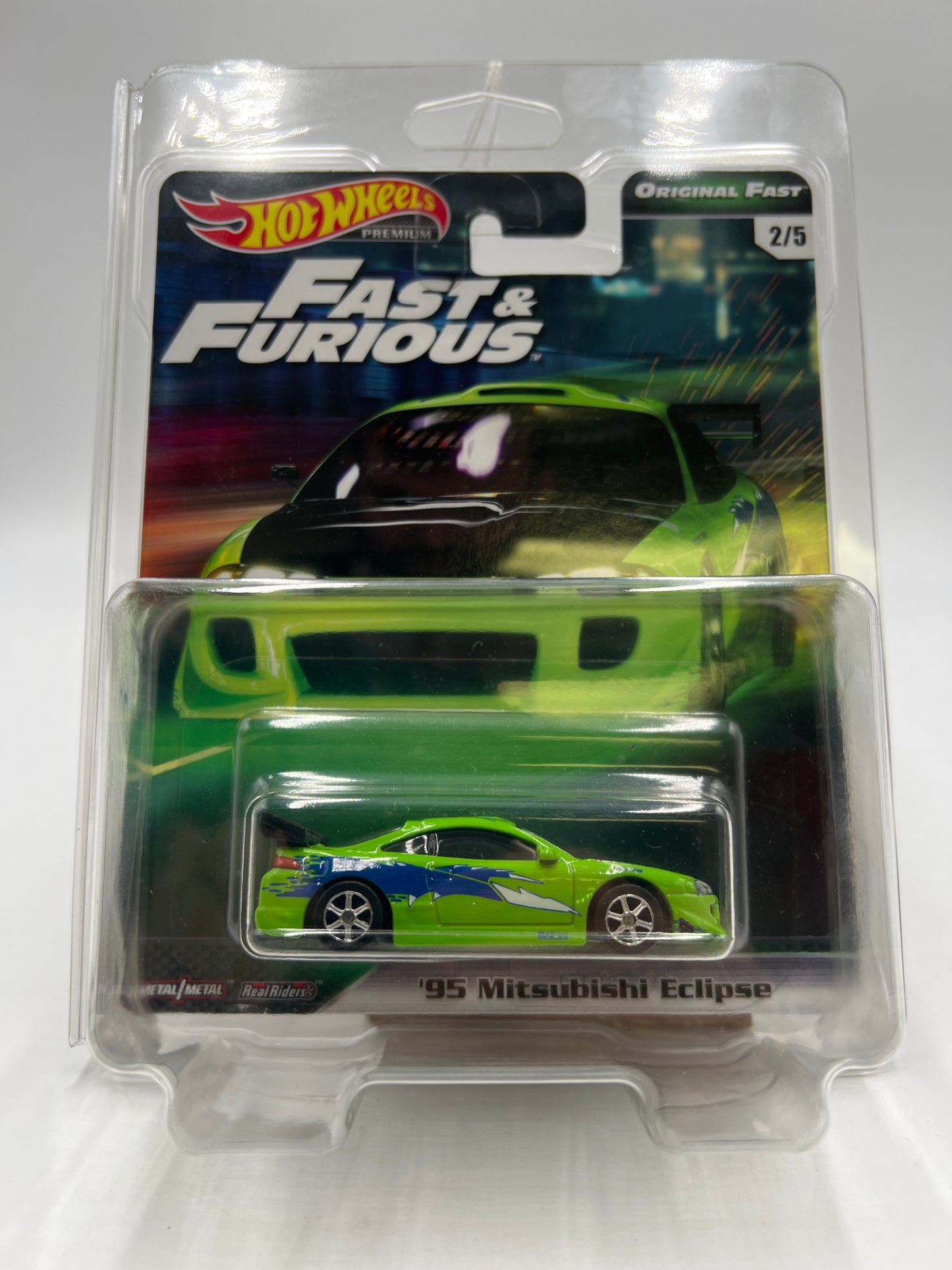 Hot Wheels Fast & Furious Original Fast #2 95 Mitsubishi Eclipse Green W/Protector