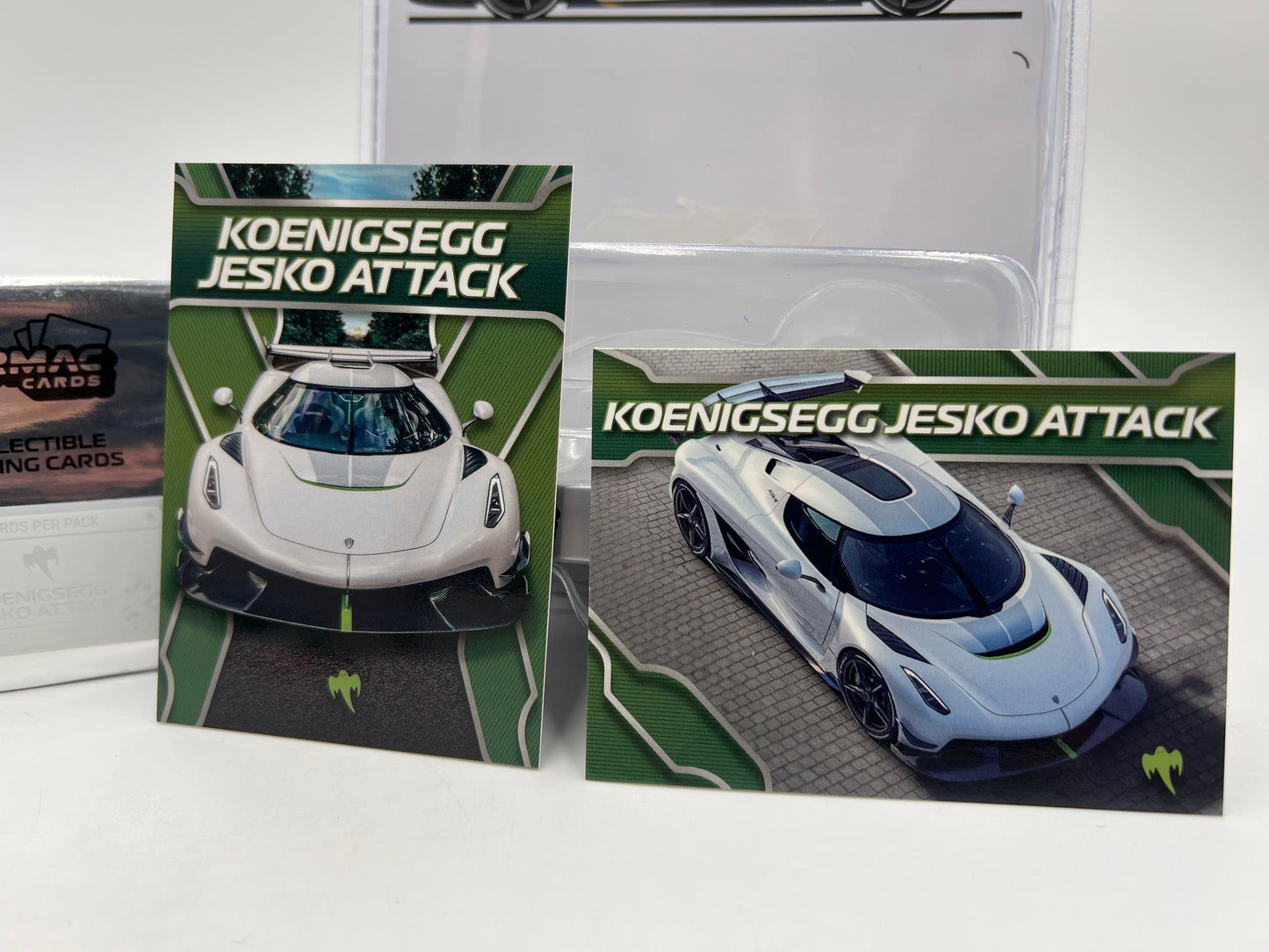 Tarmac Works Mijo Exclusives Koenigsegg Jesko Attack White W/Trading Cards Open Pack