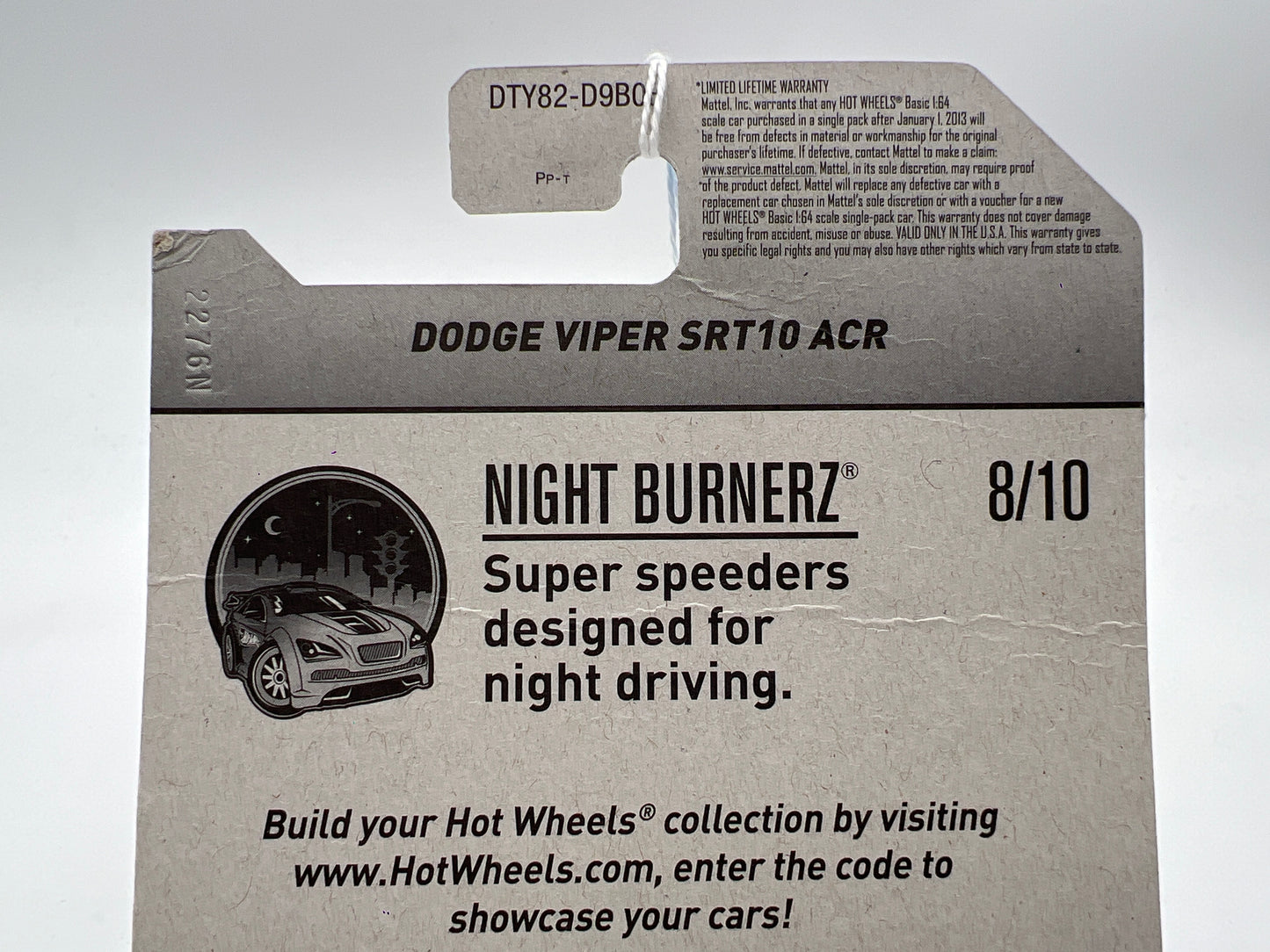 2017 Hot Wheels Night Burnerz Dodge Viper SRT10 ACR Light Blue (Card Not Perfect) 140C