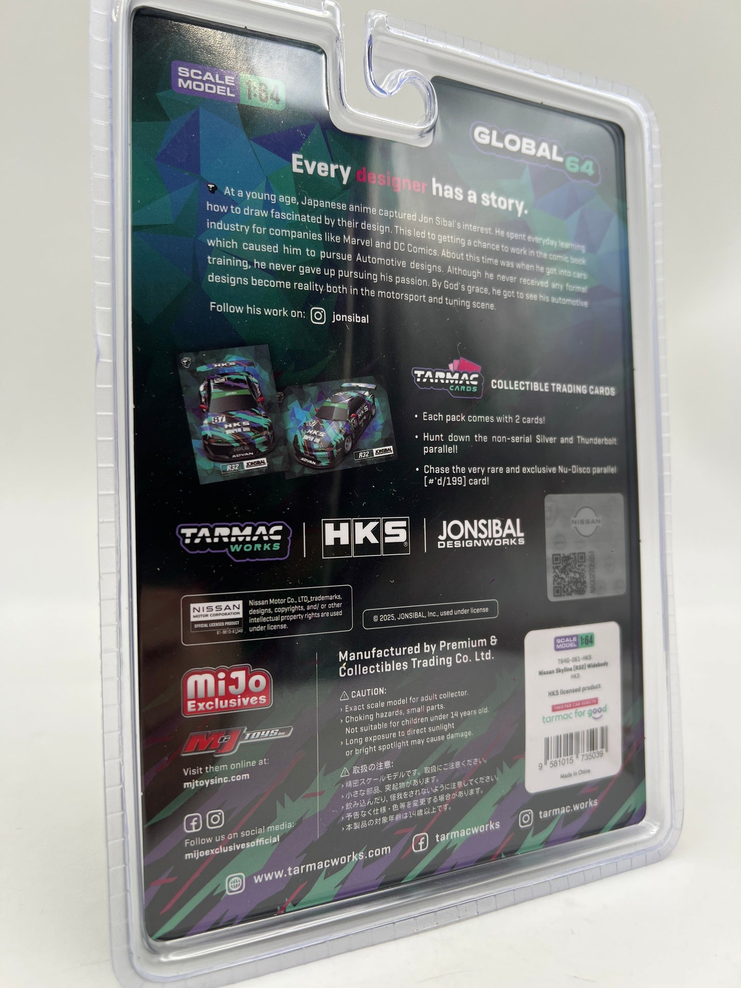 Tarmac Works Mijo Exclusives Nissan Skyline R32 Widebody HKS W/Trading Cards