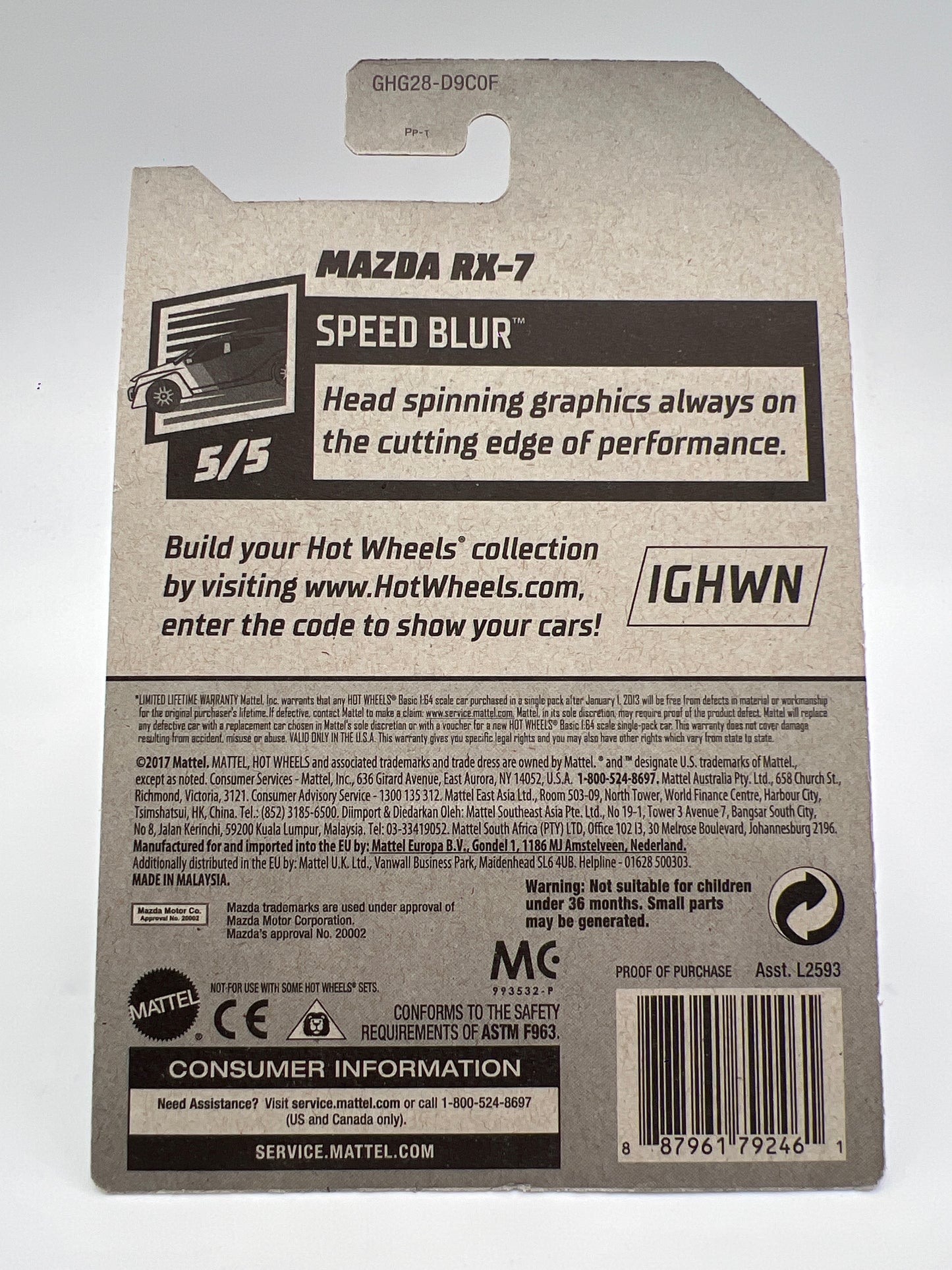 2020 Hot Wheels Super Treasure Hunt #130 Mazda RX-7 Orange W/Protector Card Not Perfect