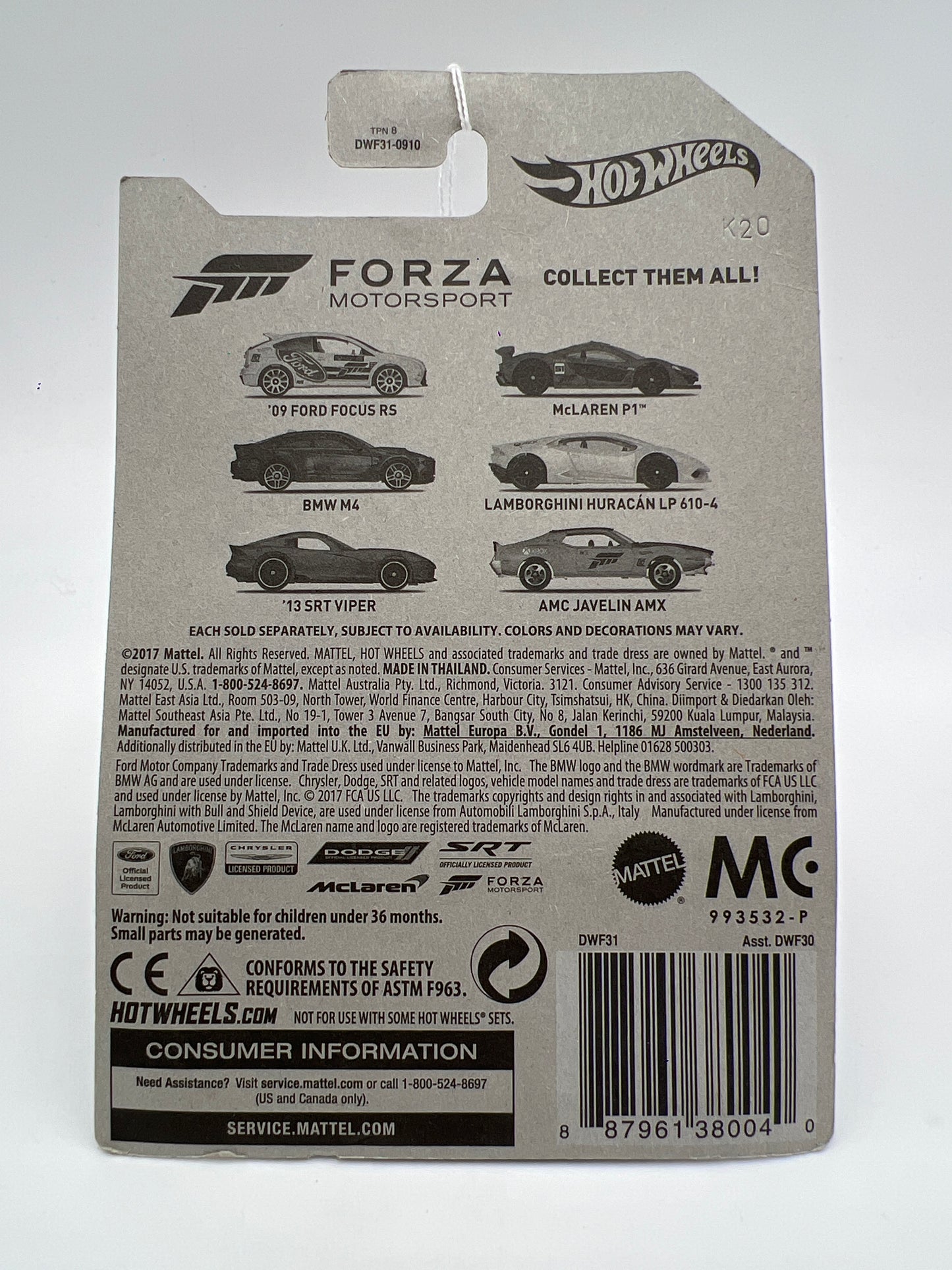 Hot Wheels Forza Motorsport #1 09 Ford Focus RS White 154B