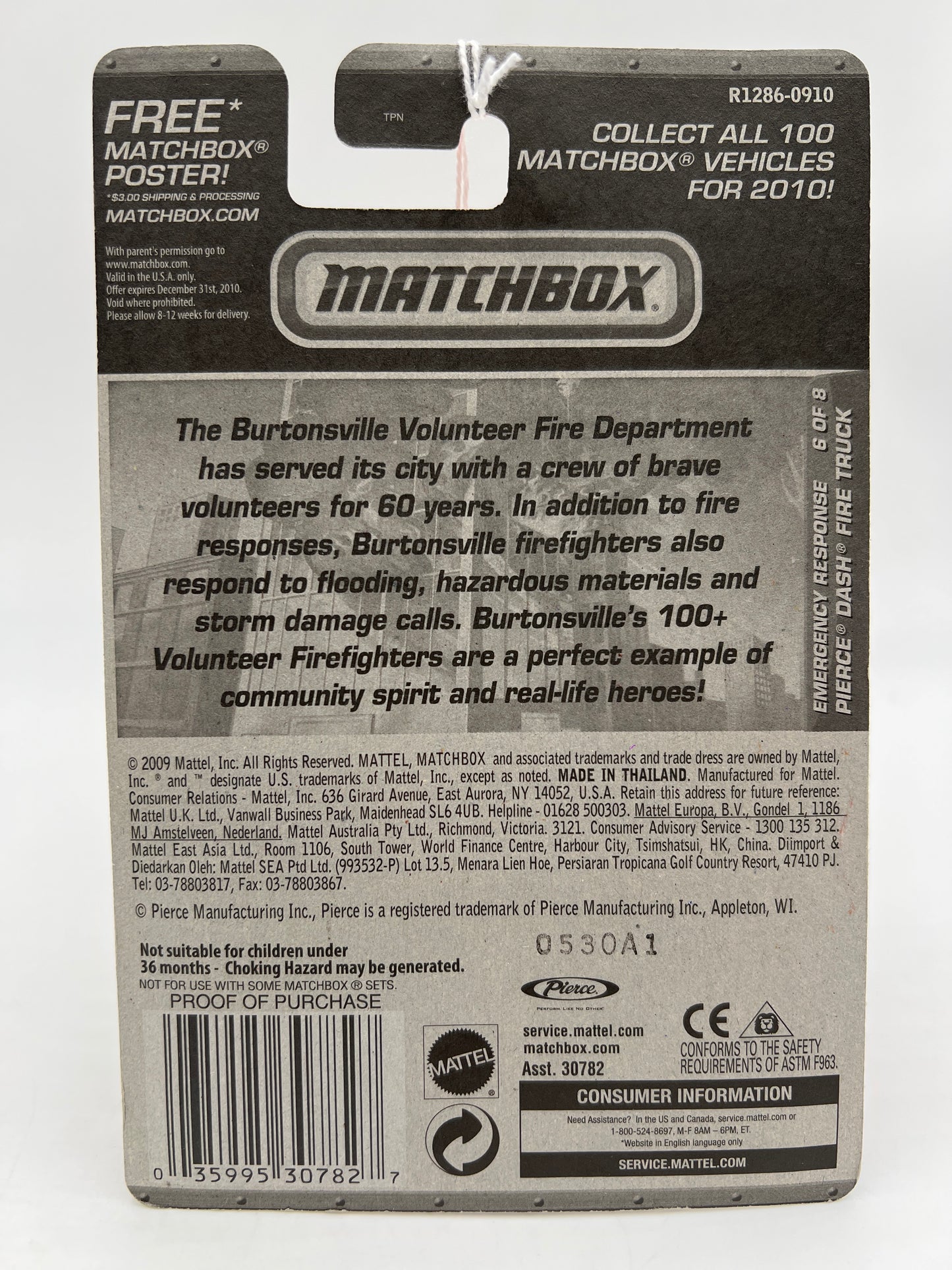 Matchbox Emergency Response #56 Pierce Dash Fire Truck White 216J