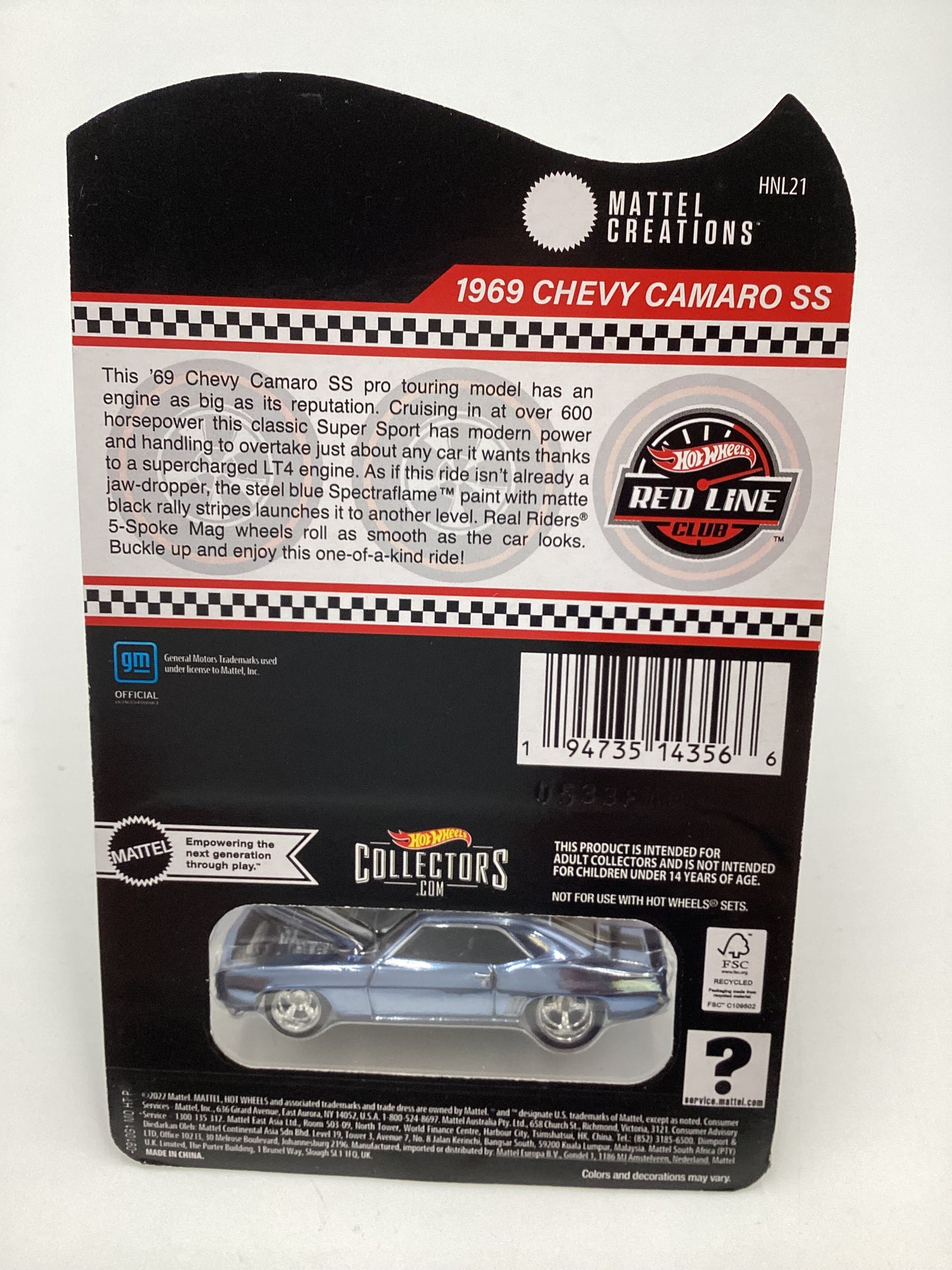 2023 Hot wheels RLC 1969 Chevy Camaro SS Blue with protector