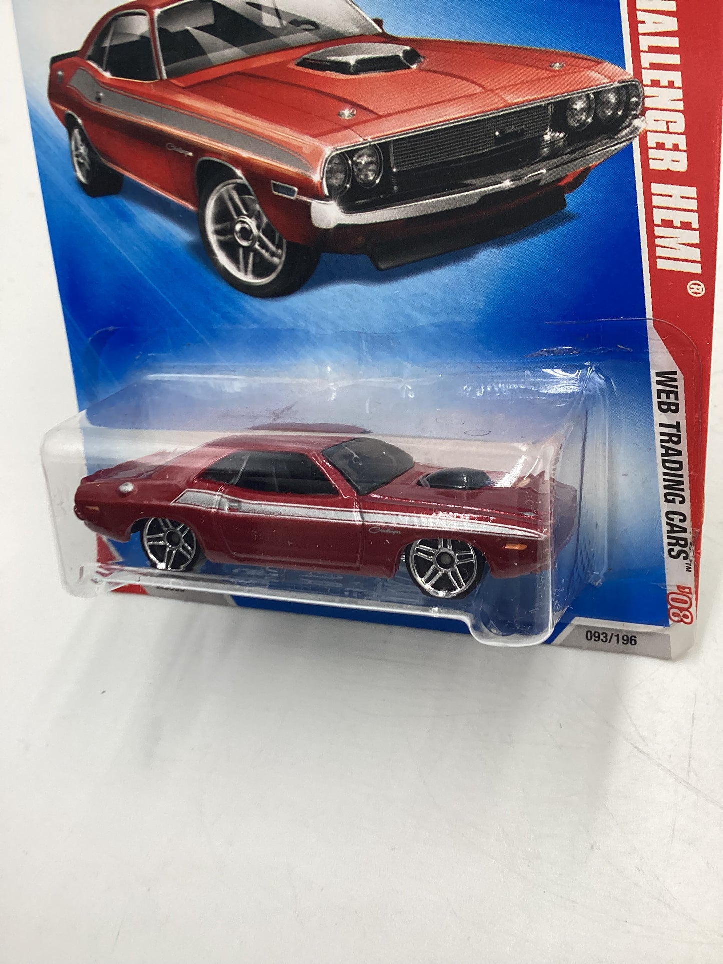 2008 Hot Wheels Web Trading Cars #93 Dodge Challenger Hemi Red 44B