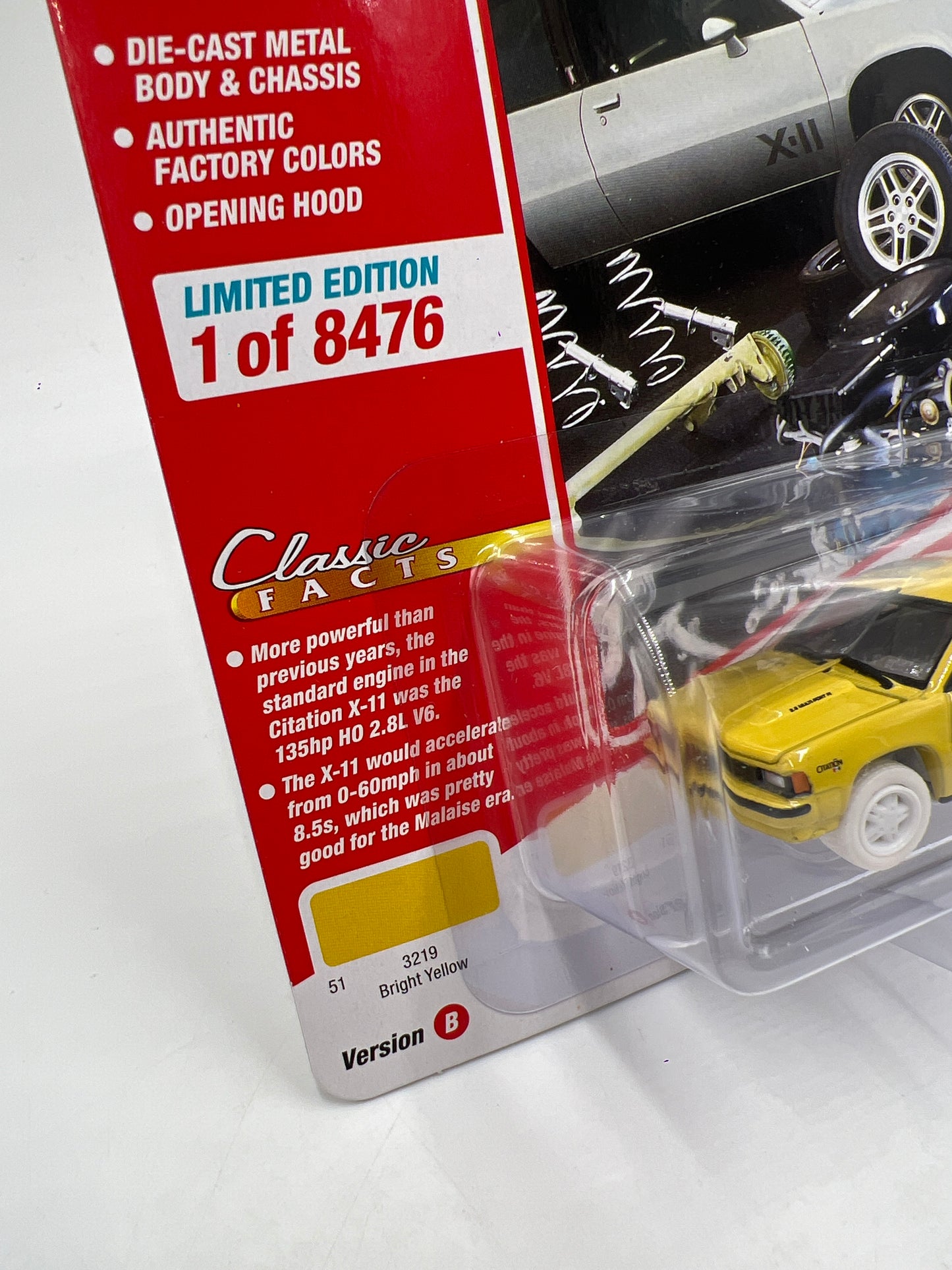 Johnny Lightning Classic Gold Collection White Lightning CHASE 1981 Chevy Citation X-11 Yellow