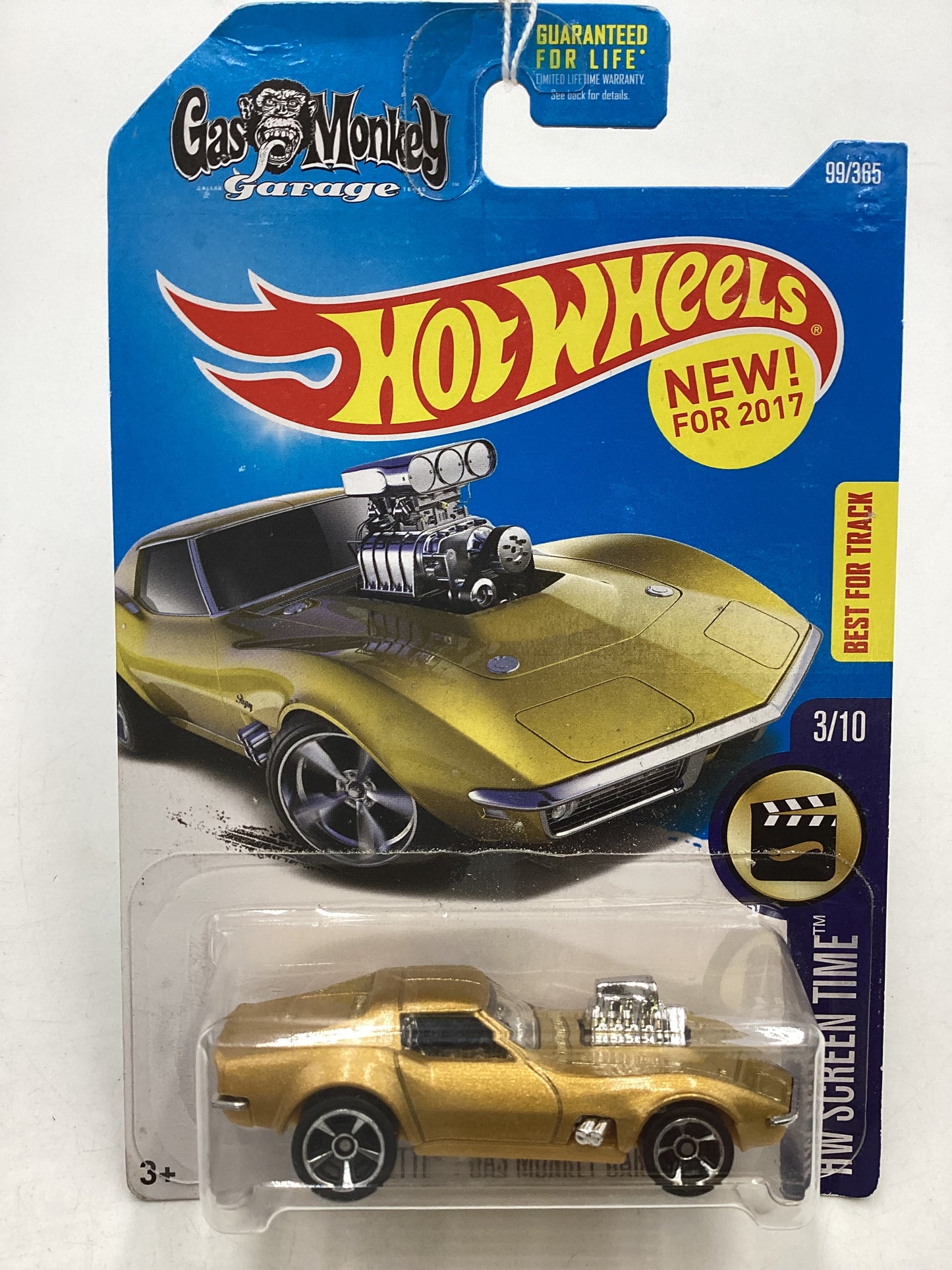 2017 Hot Wheels #99 68 Corvette Gas Monkey Garage (Small crease on left of card) 17A