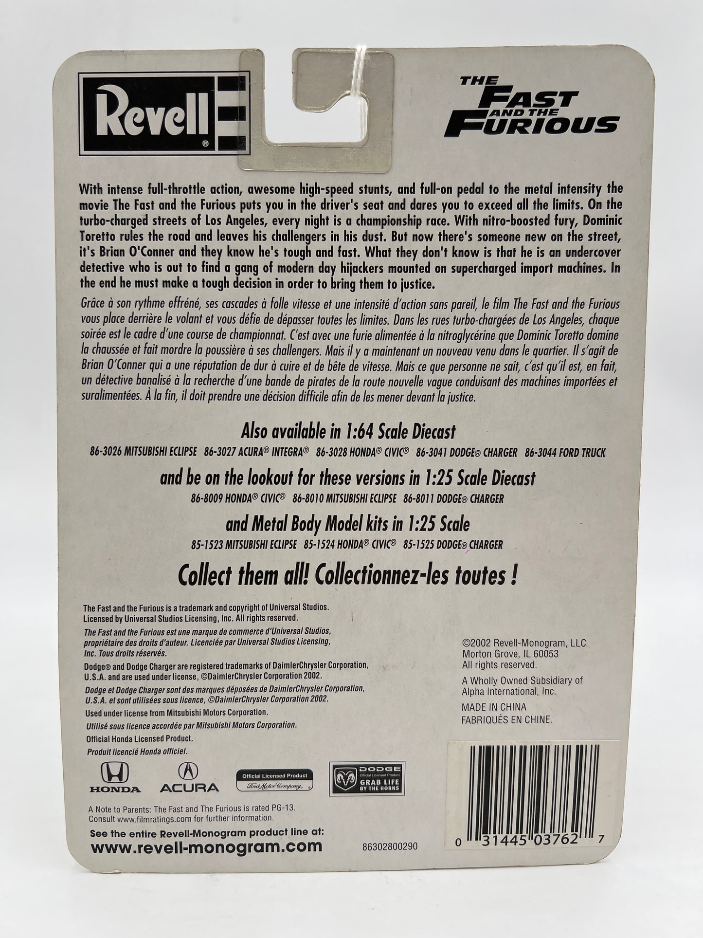 2002 Revell The Fast And The Furious #102 Honda Civic