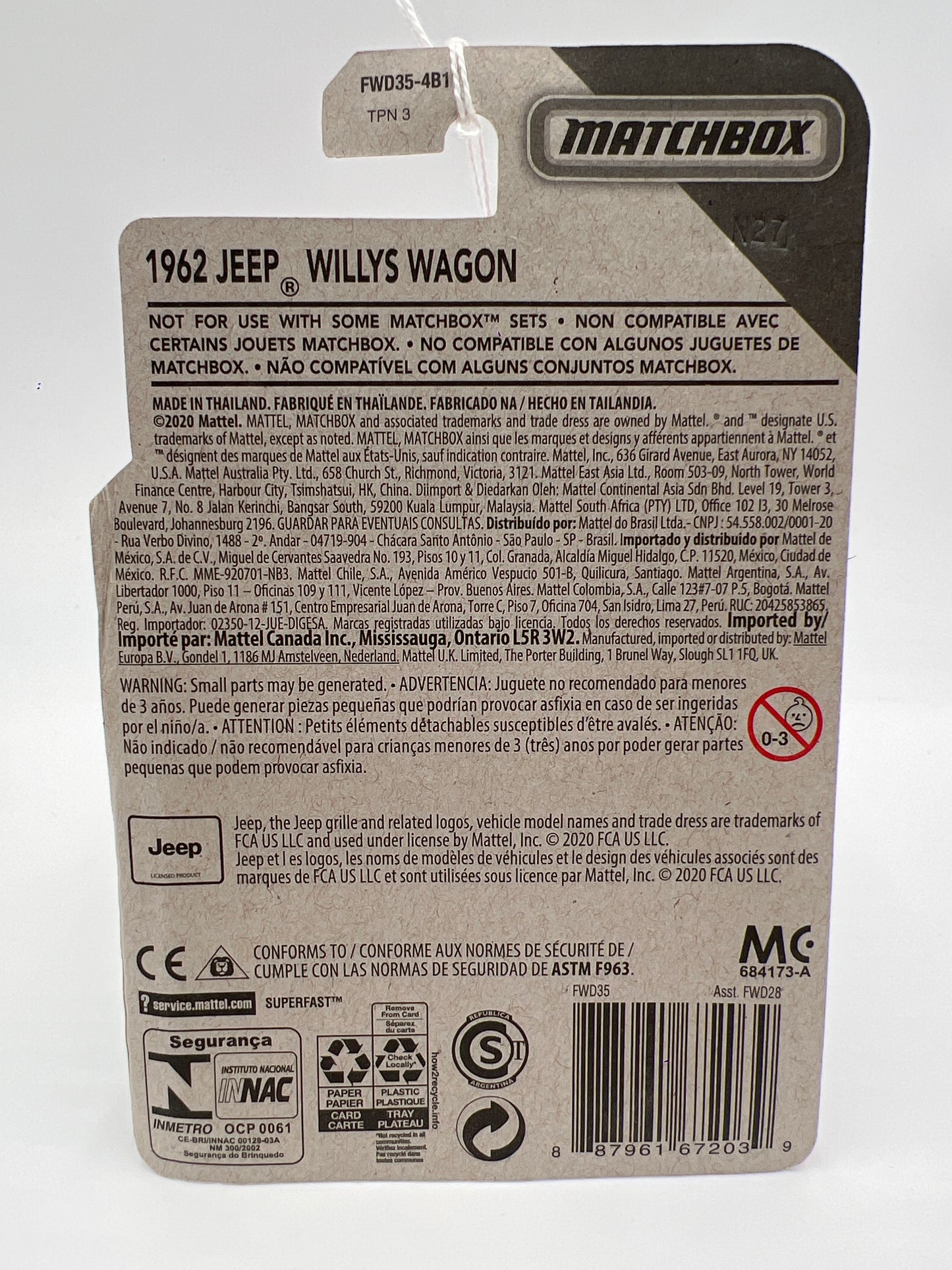 Matchbox Moving Parts 1962 Jeep Willys Wagon Green Card Not Perfect 168P