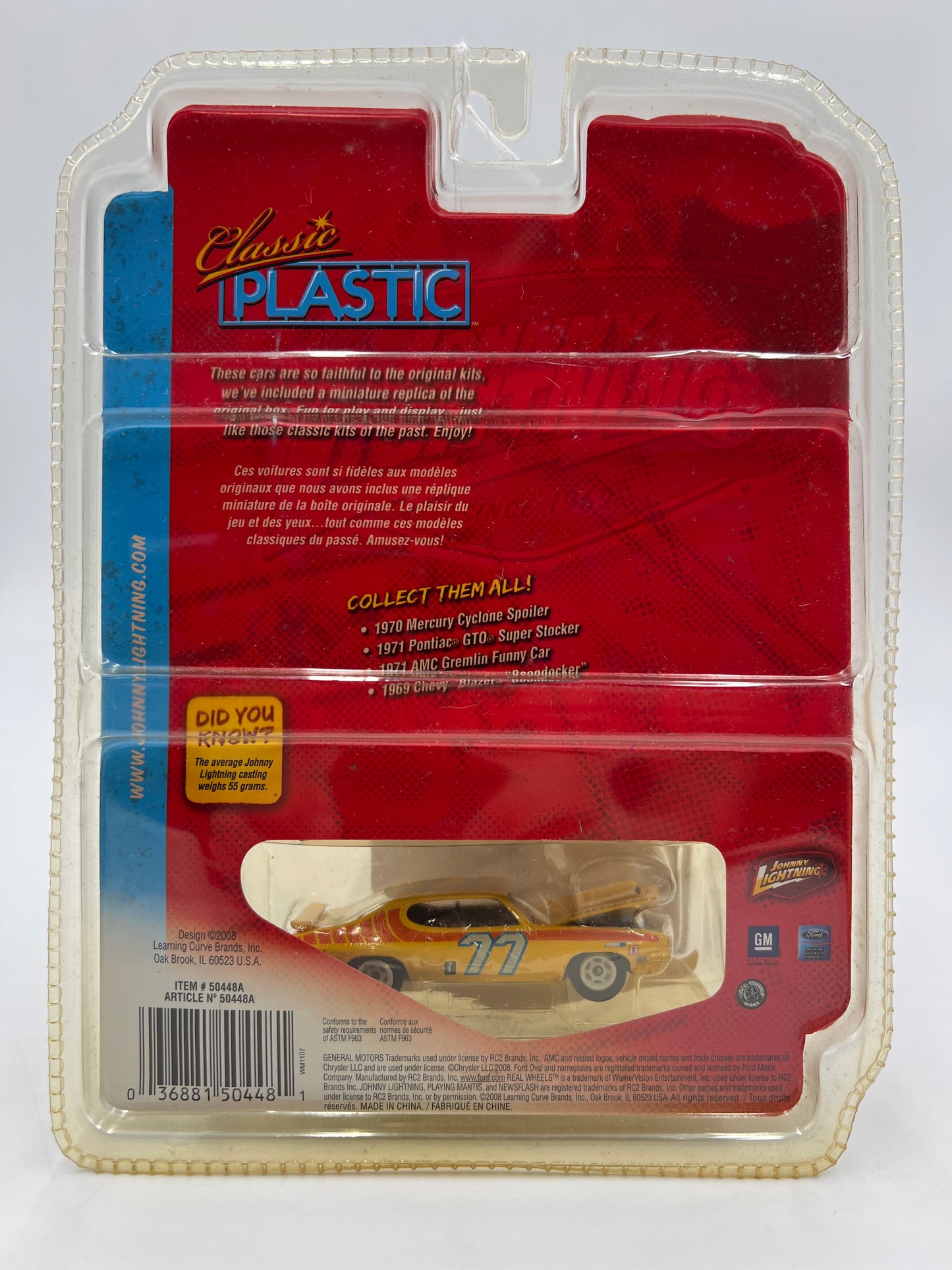 Johnny Lightning Classic Plastic R1 #2 71 Pontiac GTO Super Stocker Yellow 232C