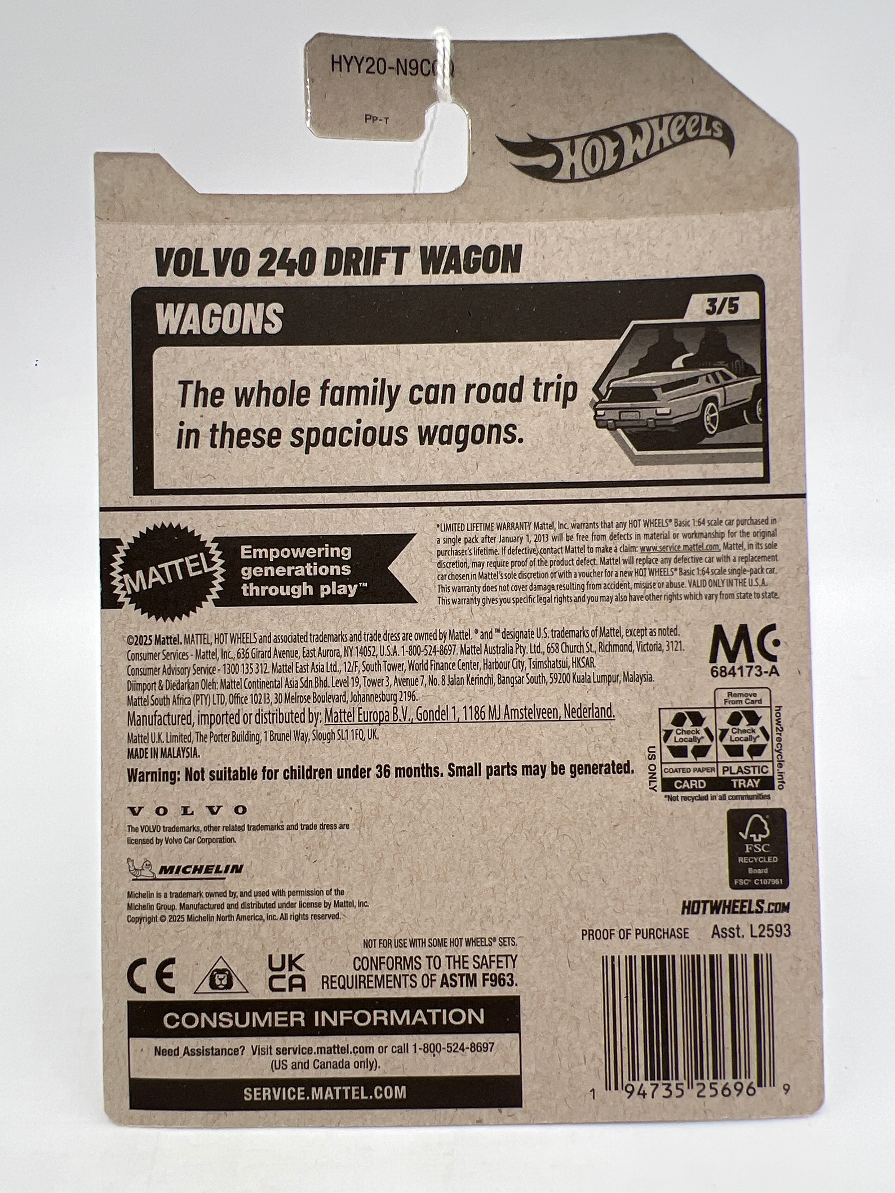 2025 Hot Wheels Q Case Wagons Zamac 11 #227 Volvo 240 Drift Wagon