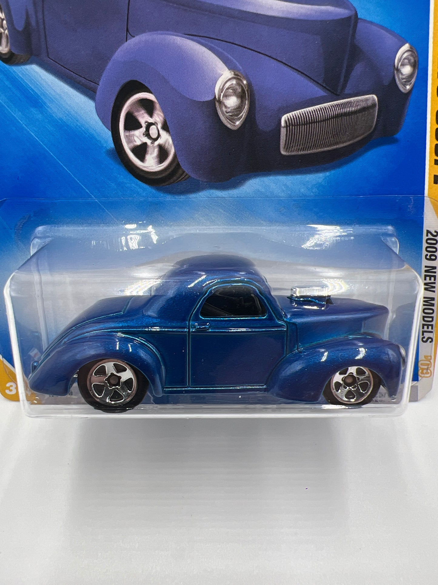 2009 Hot Wheels New Models #25 Custom 41 Willys Coupe Blue 34F