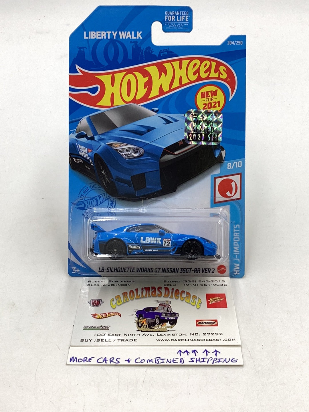 2021 hot wheels #204 LB Silhouette Works GT Nissan 35GT-RR Ver 2 factory sealed with protector