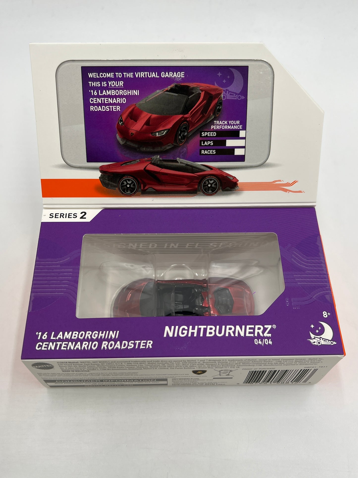 Hot Wheels iD Nightburnerz Series 2 #4 16 Lamborghini Centenario Roadster Red
