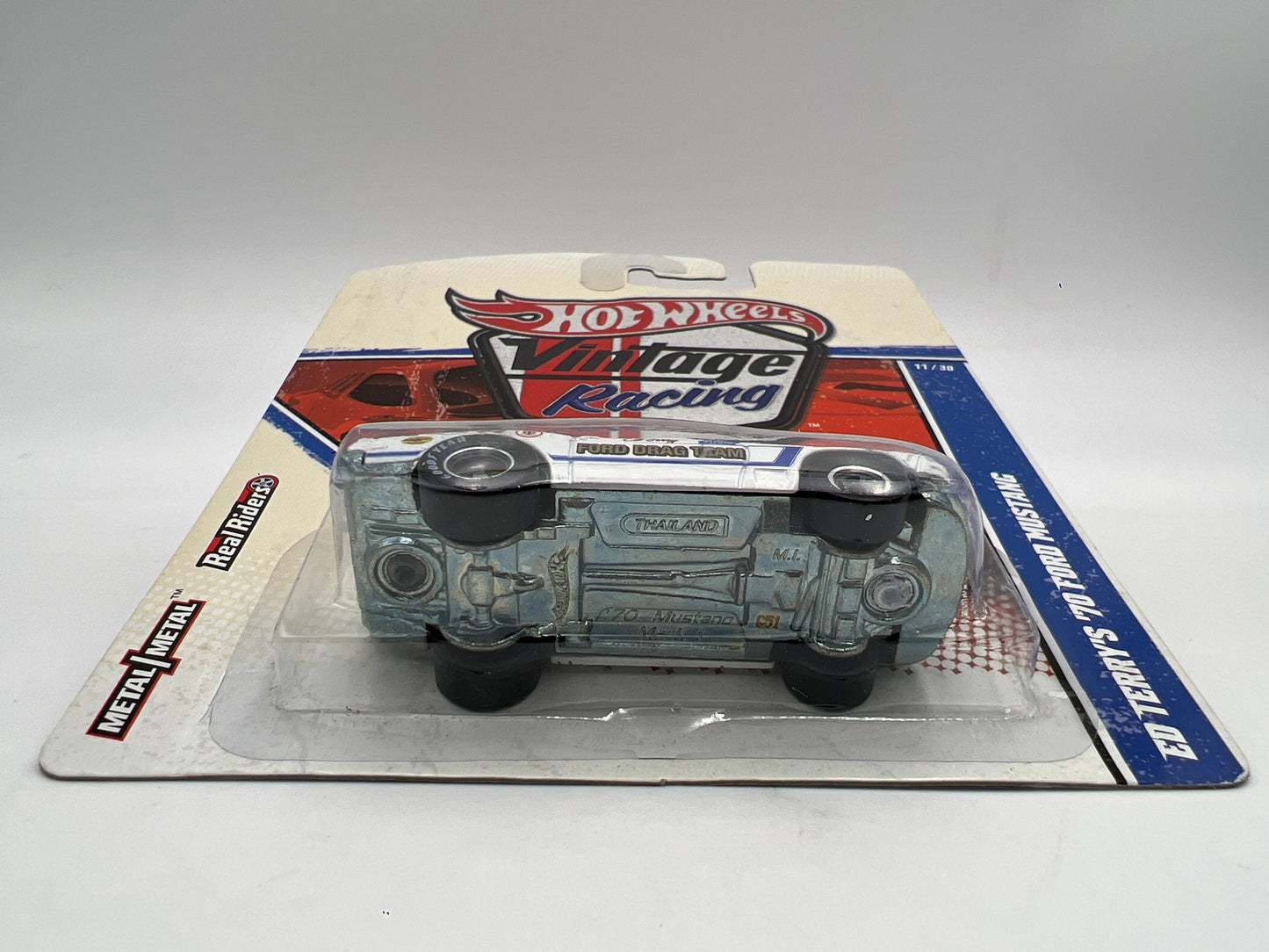 Hot Wheels Premium Vintage Racing #11 Ed Terrys 70 Ford Mustang White W/Protector