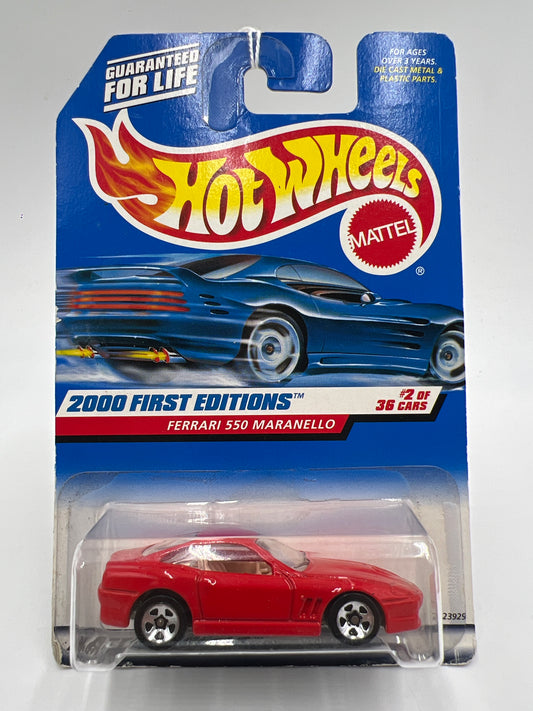 2000 Hot Wheels First Editions #62 Ferrari 550 Maranello Red Card Not Perfect SR