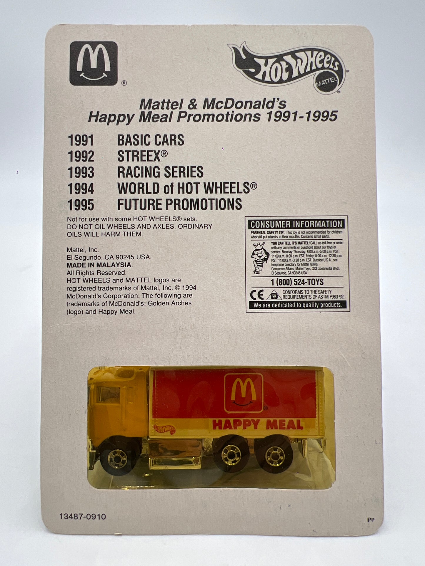 Hot Wheels Limited Edition 1/7000 1991-1995 McDonald’s Happy Meal Promo Hiway Hauler W/Protector