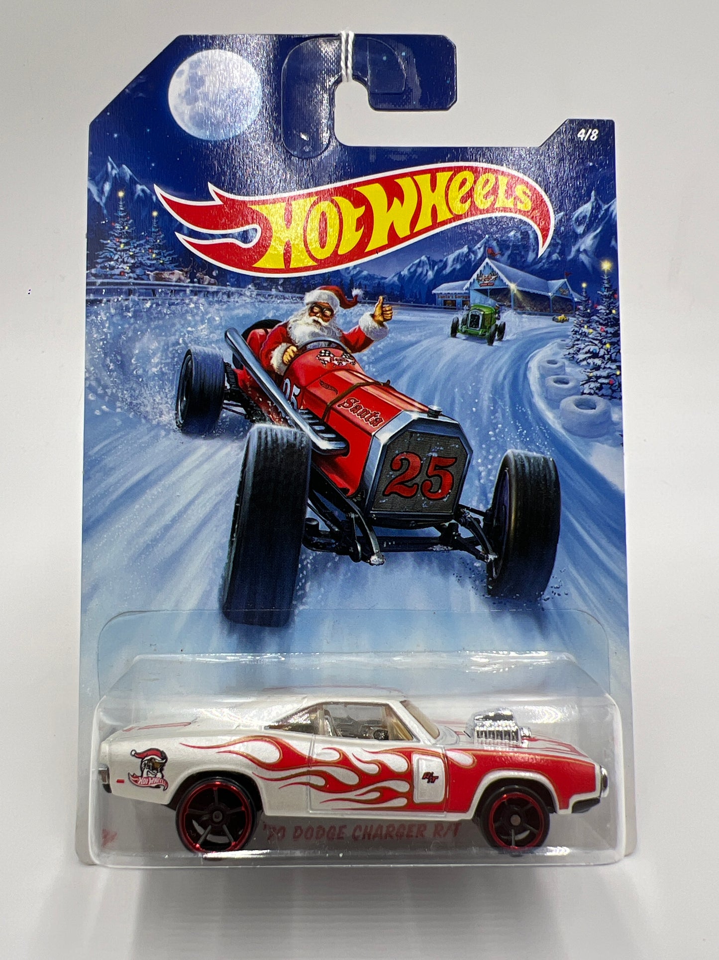 2014 Hot Wheels Holiday Hot Rods #4 70 Dodge Charger R/T White/Red