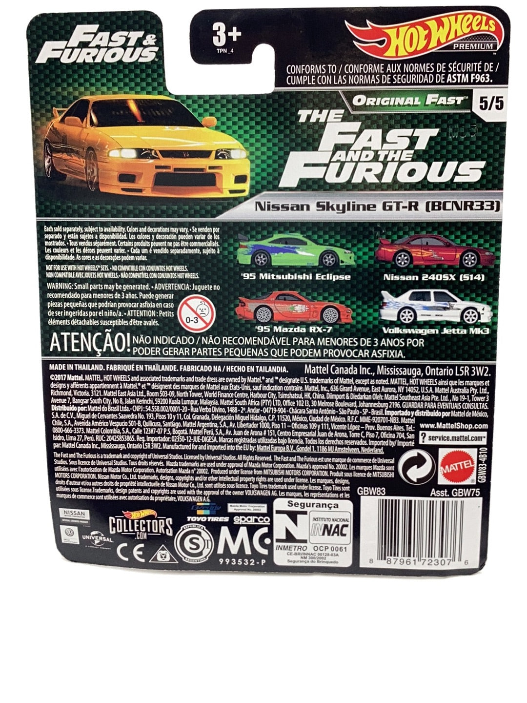 Hot wheels premium fast and furious Original Fast Nissan skyline GT-R bcnr33 5/5 with protector