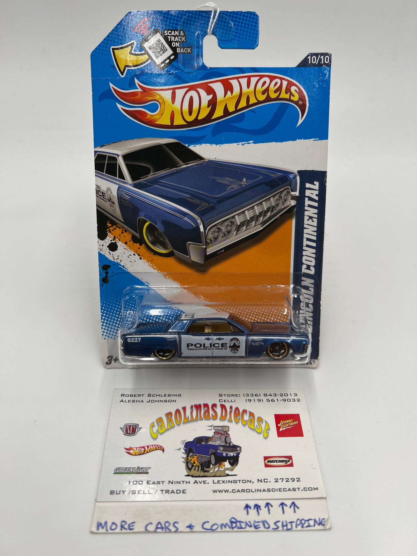 2012 Hot Wheels HW Main Street #170 64 Lincoln Continental Police Blue (Card Not Perfect) 52A