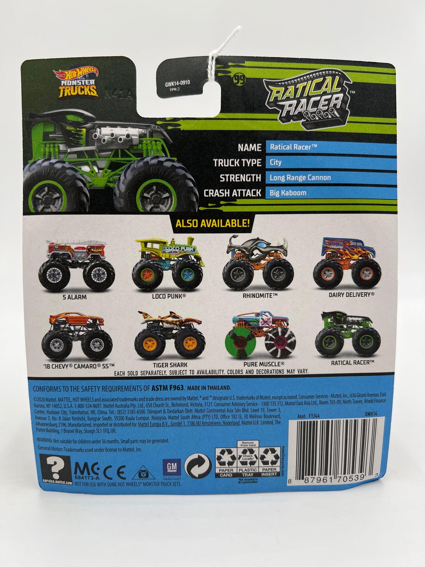 Hot Wheels Monster Trucks Wild Ride #30 Ratical Racer 128E