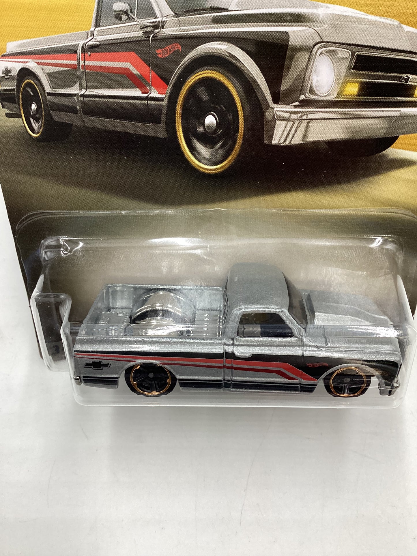 Hot Wheels Walmart 100 Years Chevy #3 67 Chevy C10 Silver card not perfect 161S