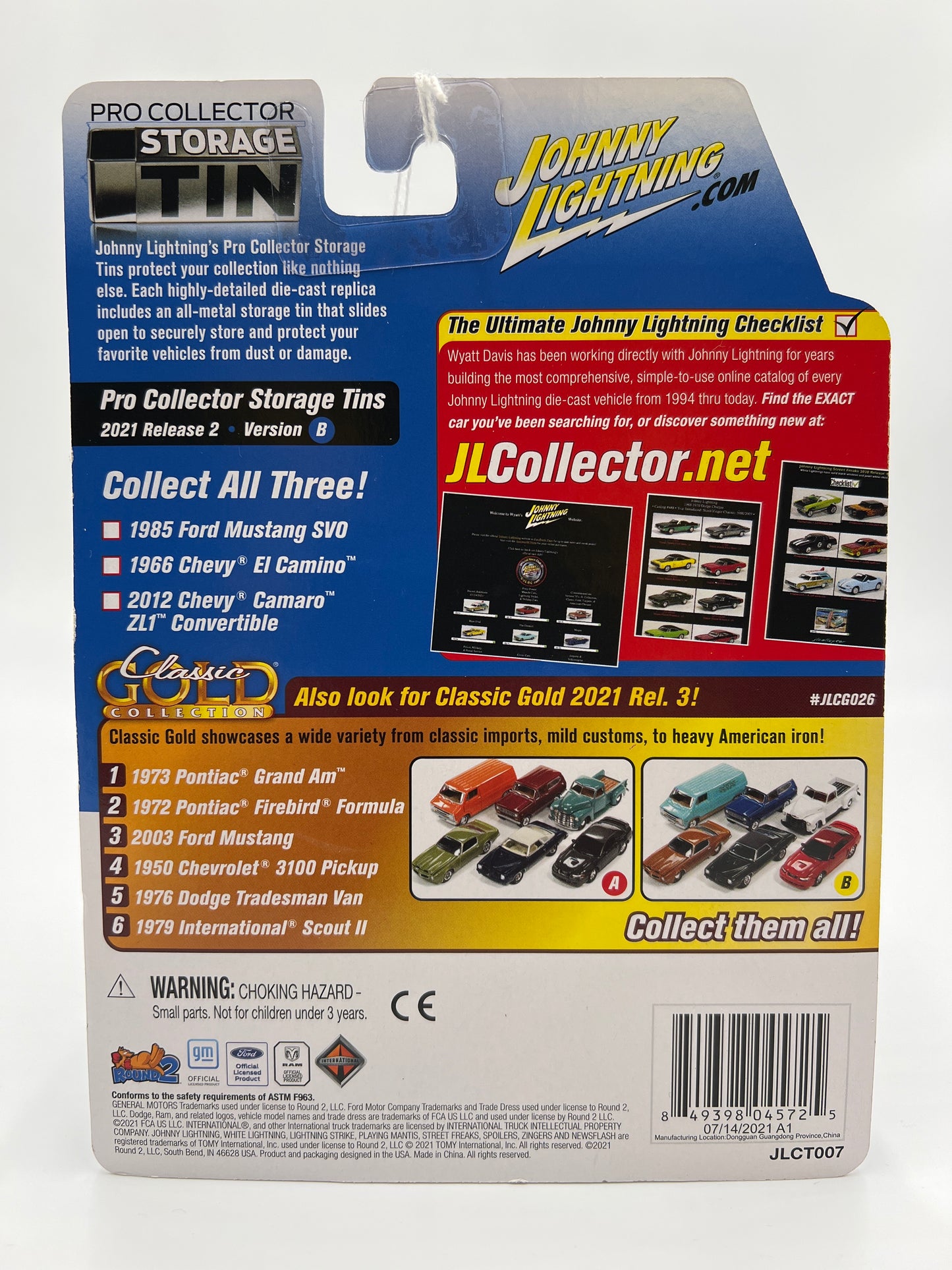 Johnny Lightning Storage Tin Release 2 Version B 1985 Ford Mustang SVO White 229C