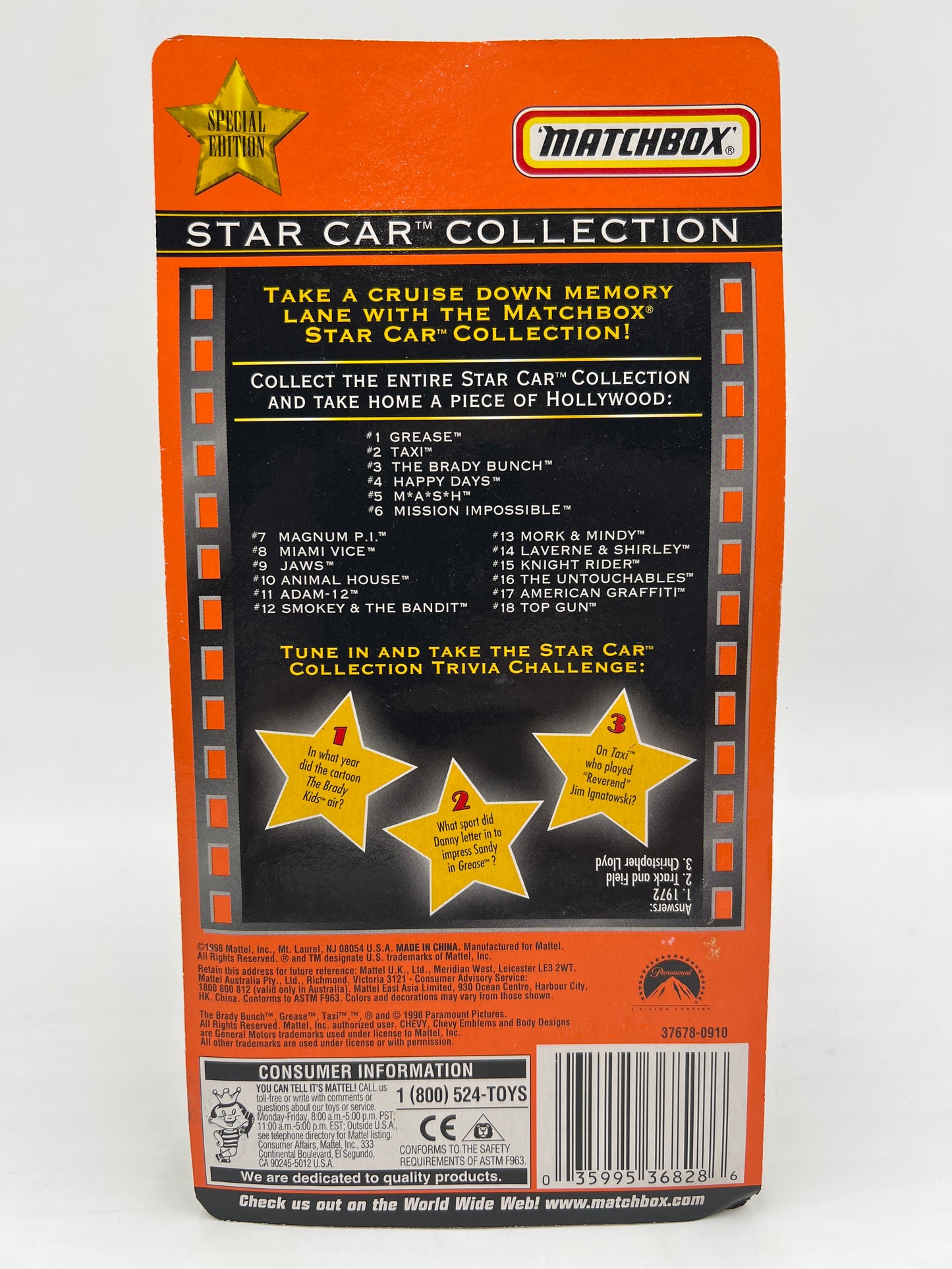 Matchbox Star Car Collection The Brady Bunch 55 Chevy Convertible