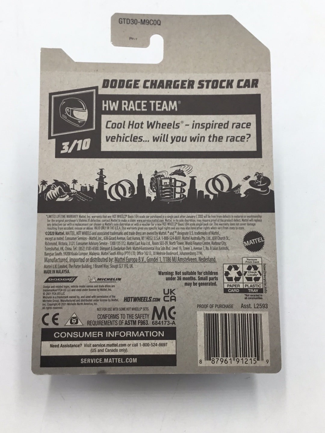 2021 Hot wheels #194 Dodge Charger Stock Car Zamac #17 145H
