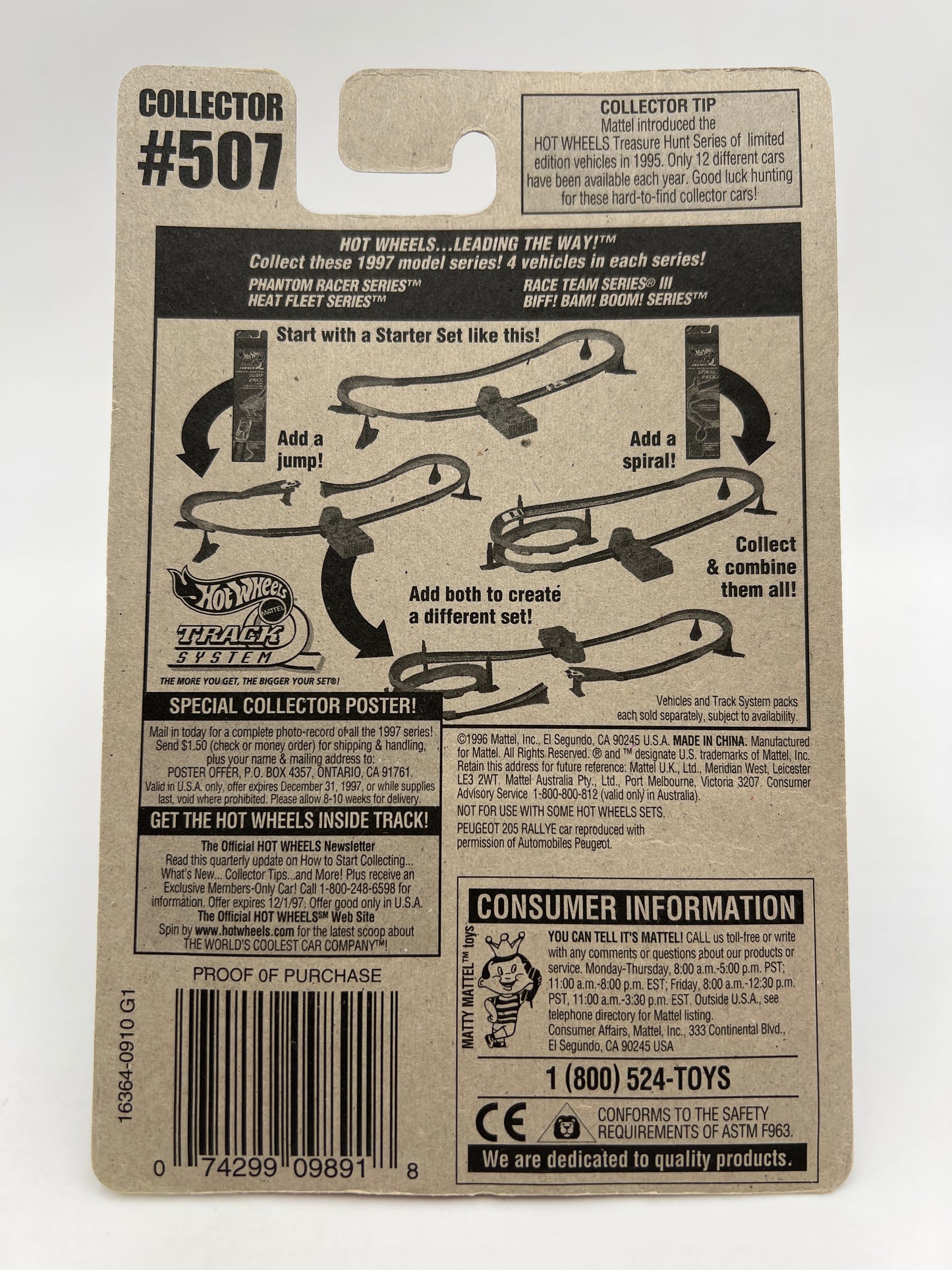 1997 Hot Wheels Collector #507 Peugeot 205 Rallye W/Protector