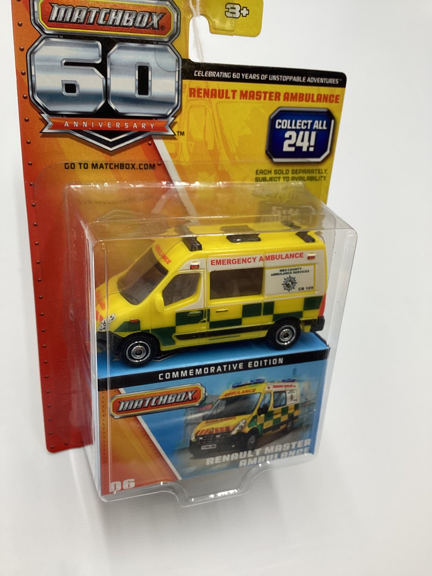 2013 Matchbox 60th anniversary #06 Renault Master Ambulance Yellow 172A